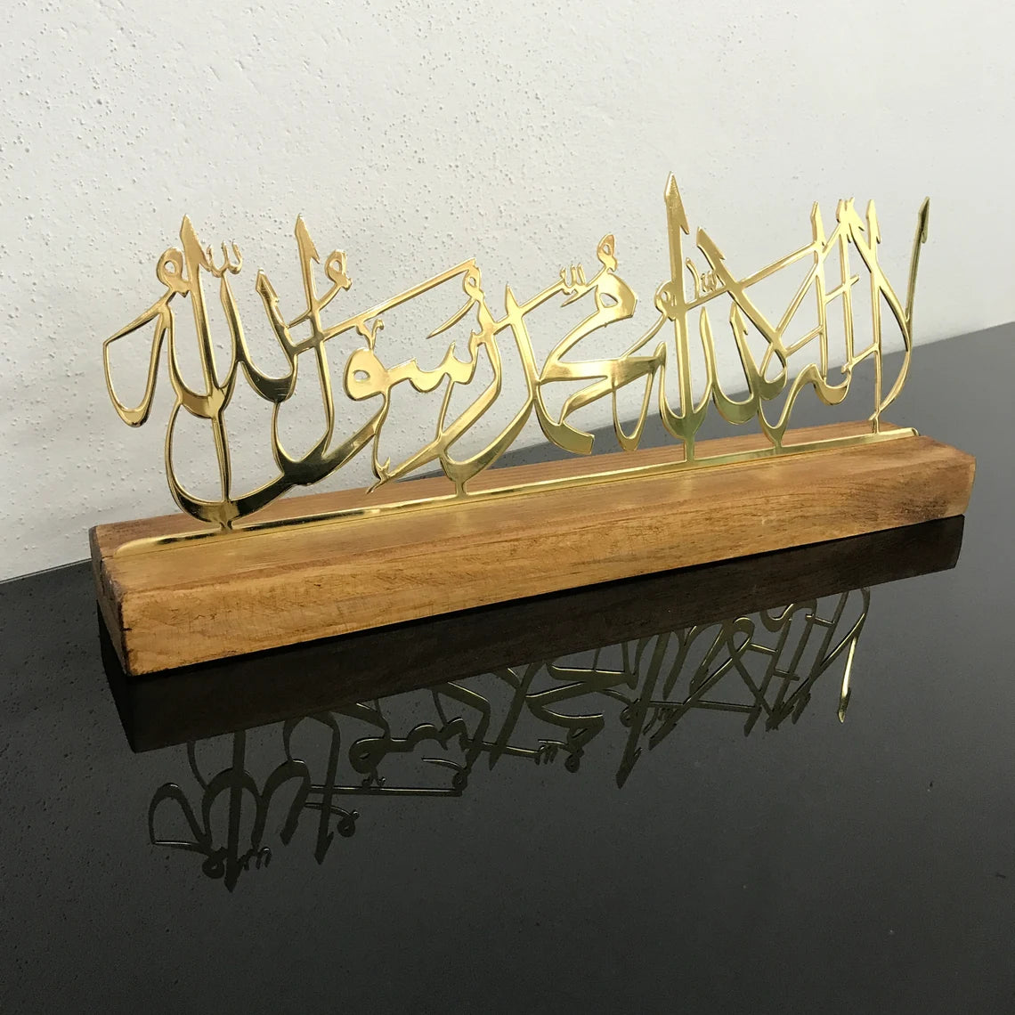 First Kalima Arabic Calligraphy Islamic Wall Art - Elegant Tabletop Decor for Home, Office & Mosque - Perfect for Muslim Prayer Room & Spiritual Gifts