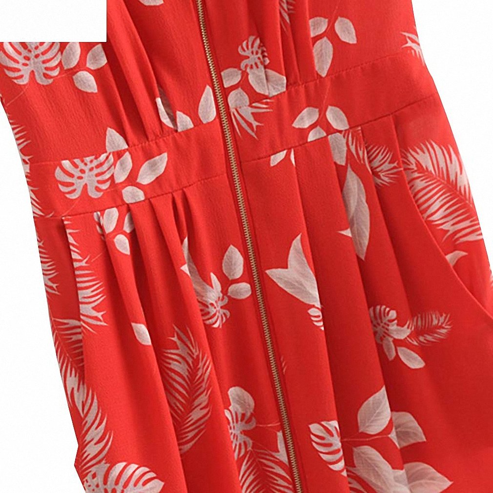 Elegant Women's Floral V-Neck Midi Dress with Pockets - Sleeveless Pleated Summer Dress for Casual Outings, Parties & Office Wear