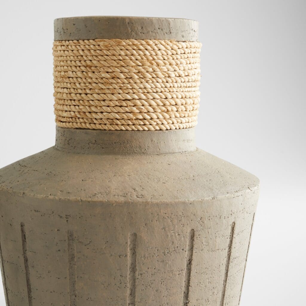Cyan Design 11555 Hydria Vase - Natural Taupe Squat Ceramic Vase for Home Decor, Centerpiece, Wedding, and Living Room Decorations