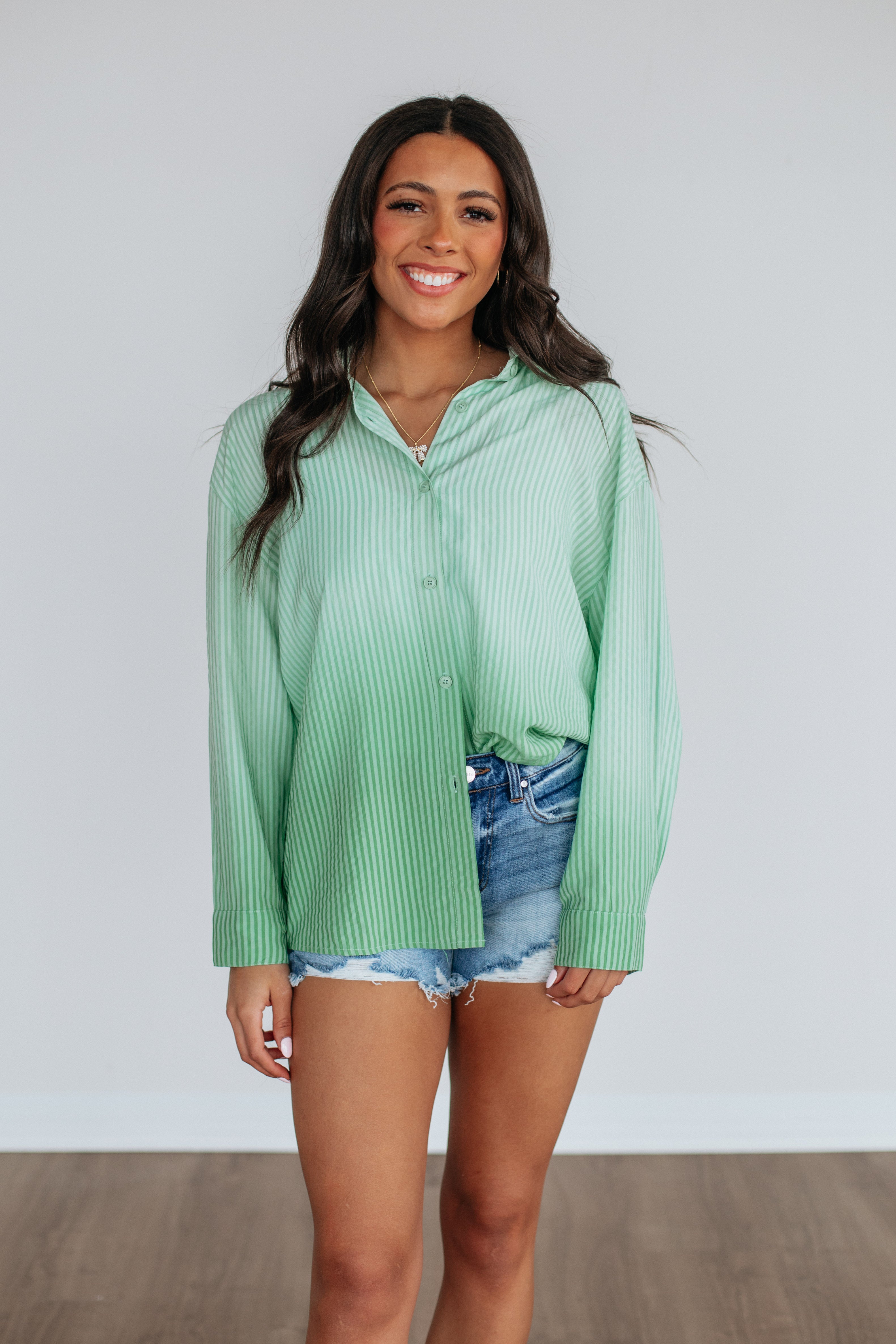 Brindi Women's Striped Button Down Shirt - Casual Long Sleeve Blouse for Office, Dating & Everyday Wear