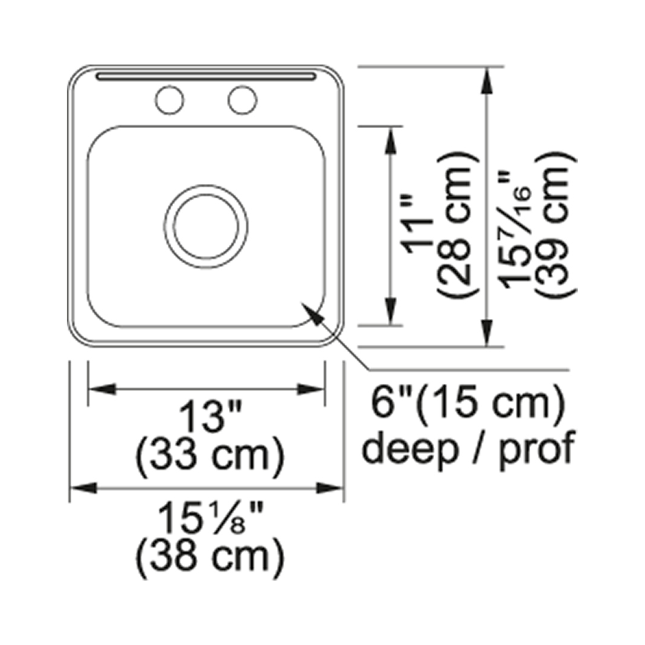 Kindred Reginox 2-Hole Bar Top Mount Stainless Steel Kitchen Sink - Durable & Stylish for Modern Home & Commercial Use