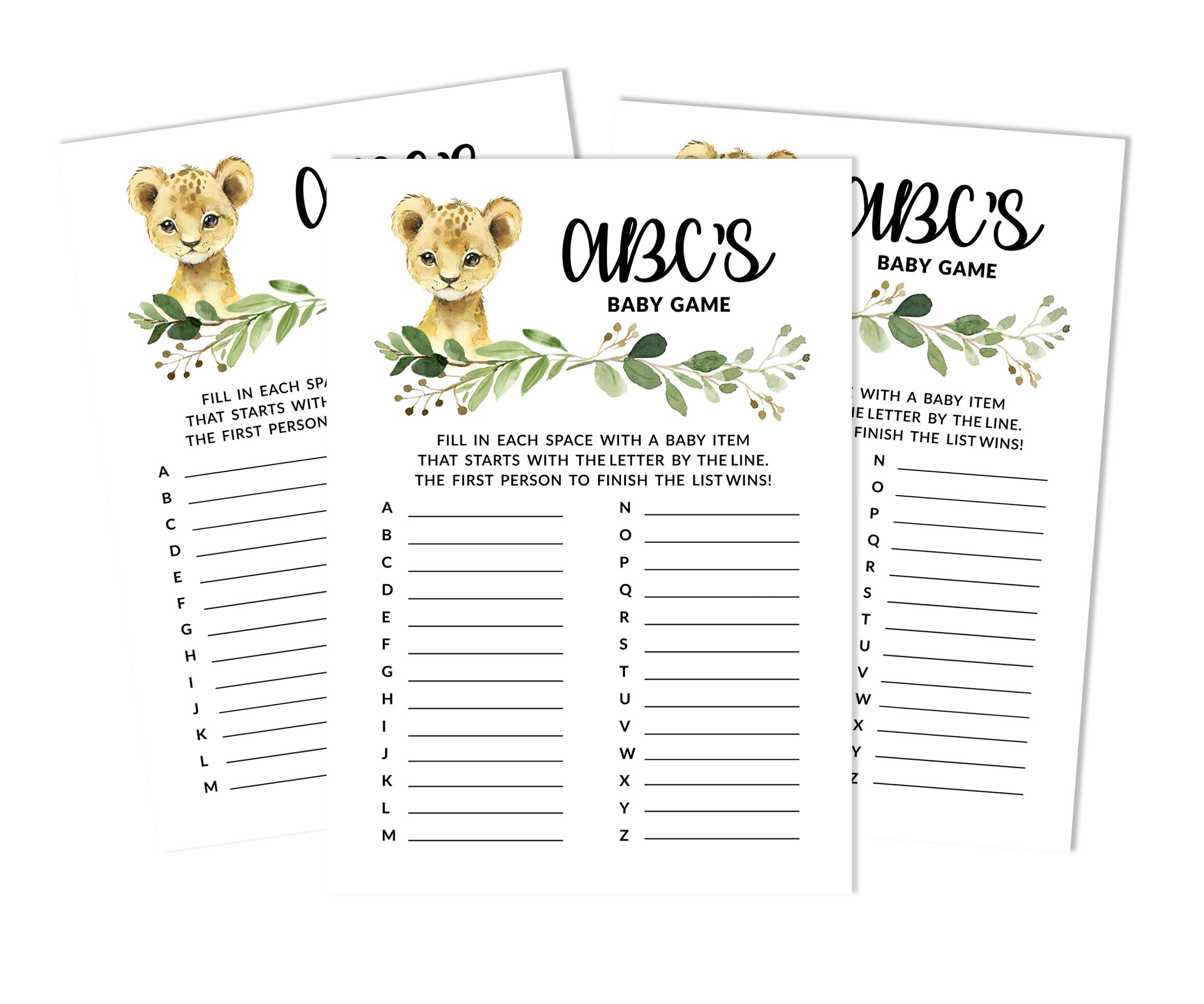 50 Baby Alphabet ABC Game Set with Cheetah Jungle Animals - Perfect for Baby Shower, Birthday Parties, and Kids' Educational Activities