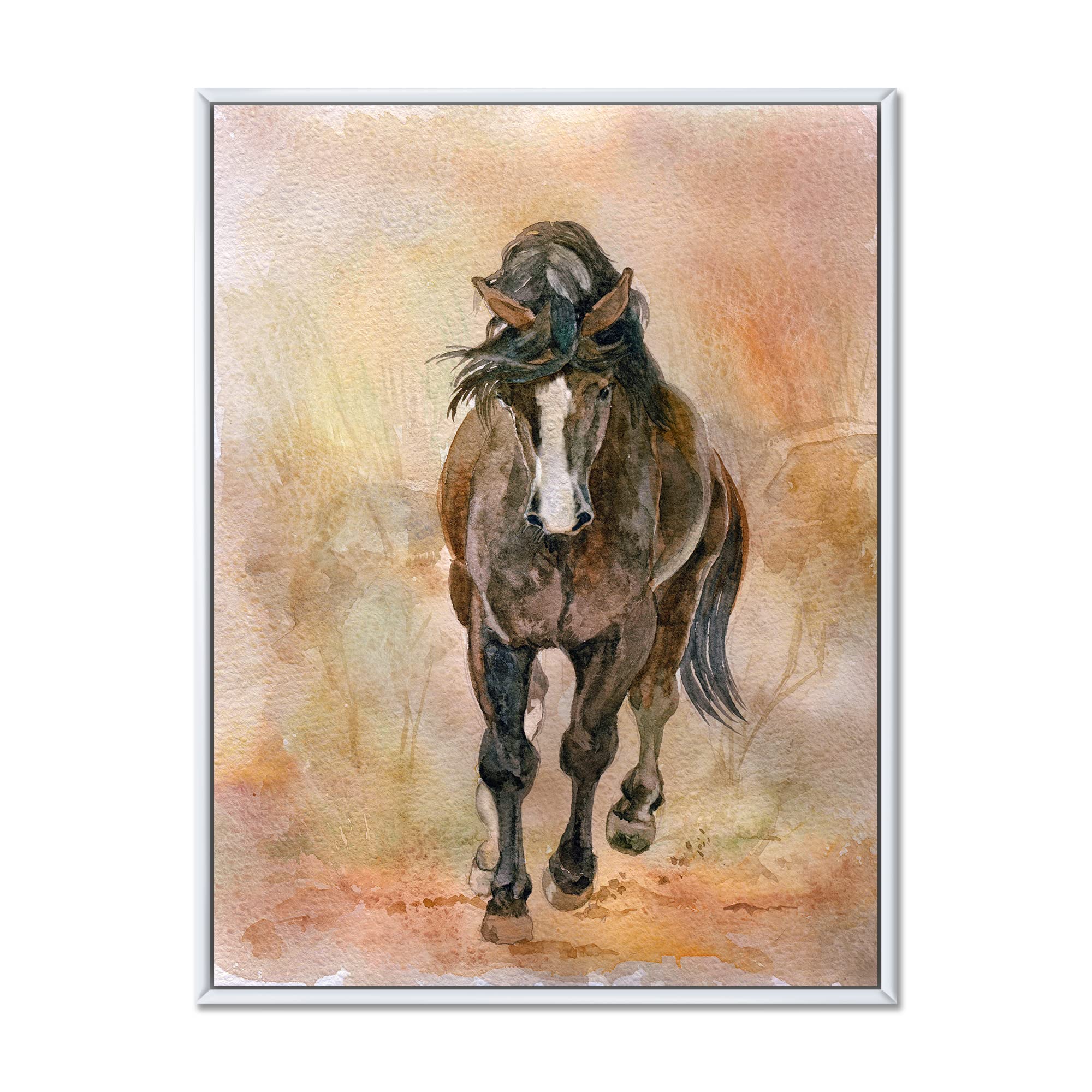 Beautiful Chestnut Horse Portrait II - Farmhouse Framed Canvas Wall Art Print for Living Room, Bedroom & Office Decor