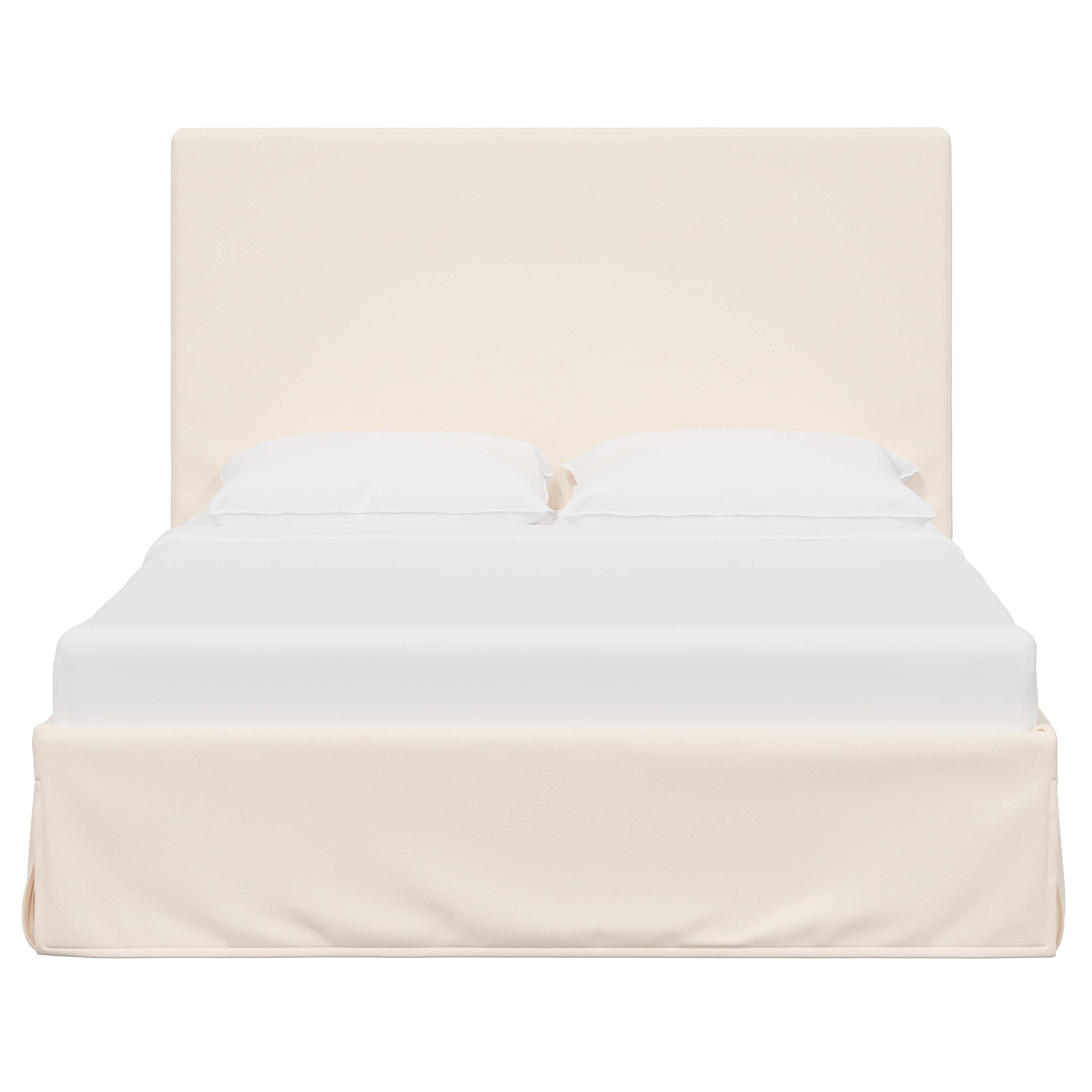 Violet Slipcovered Bed - Soft Washable Fabric Upholstered Queen Size Bed Frame with Headboard - Perfect for Modern Bedrooms, Guest Rooms & Cozy Home Decor