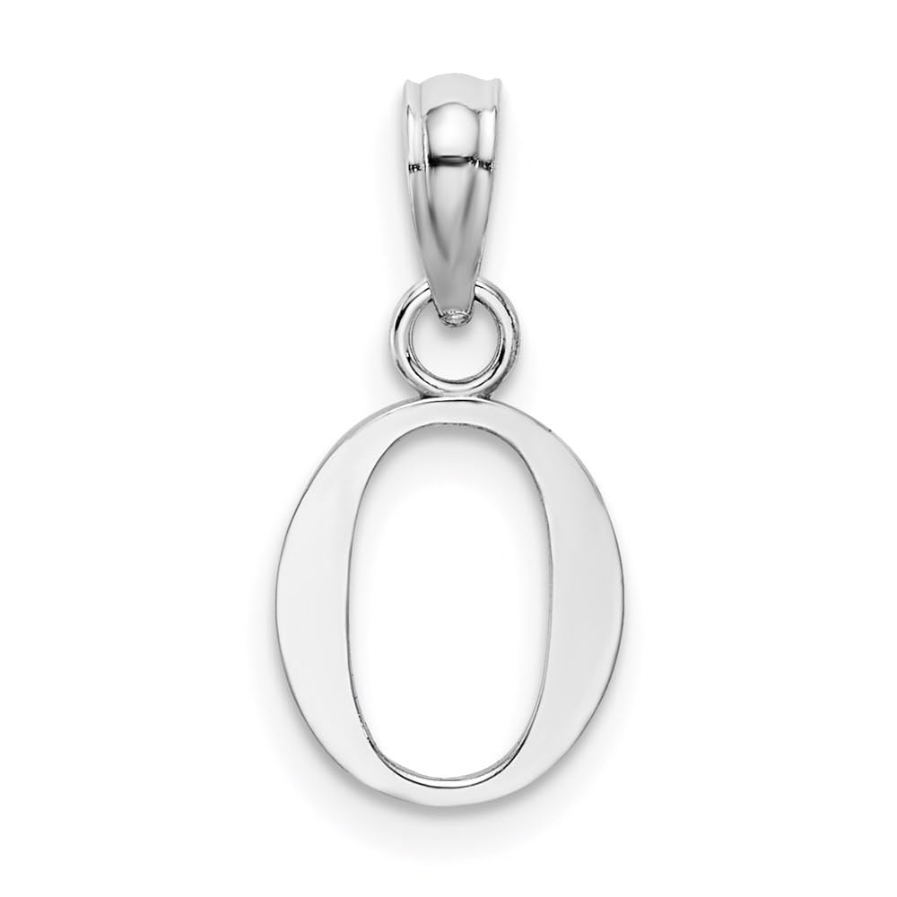 14K White Gold Polished Block Letter O Initial Pendant Necklace - Elegant Personalized Jewelry Gift for Women - Perfect for Birthdays, Anniversaries & Special Occasions