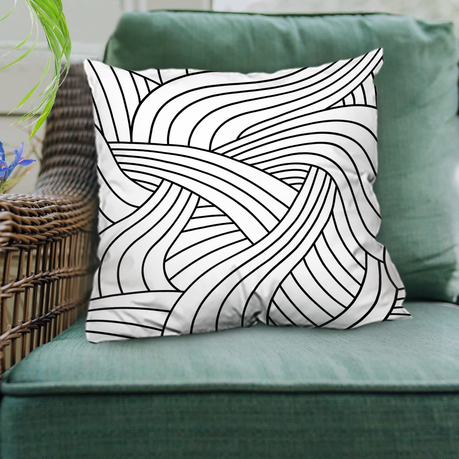Shrahala Art Deco Black and White Pillow Covers Set of 2 - 20x20 Inch Square Decorative Cushion Covers for Sofa, Bedroom & Car - Modern Geometric Wallpaper Pattern Throw Pillows | Perfect for Home Decor, Living Room Accents & Cozy Interior Styling
