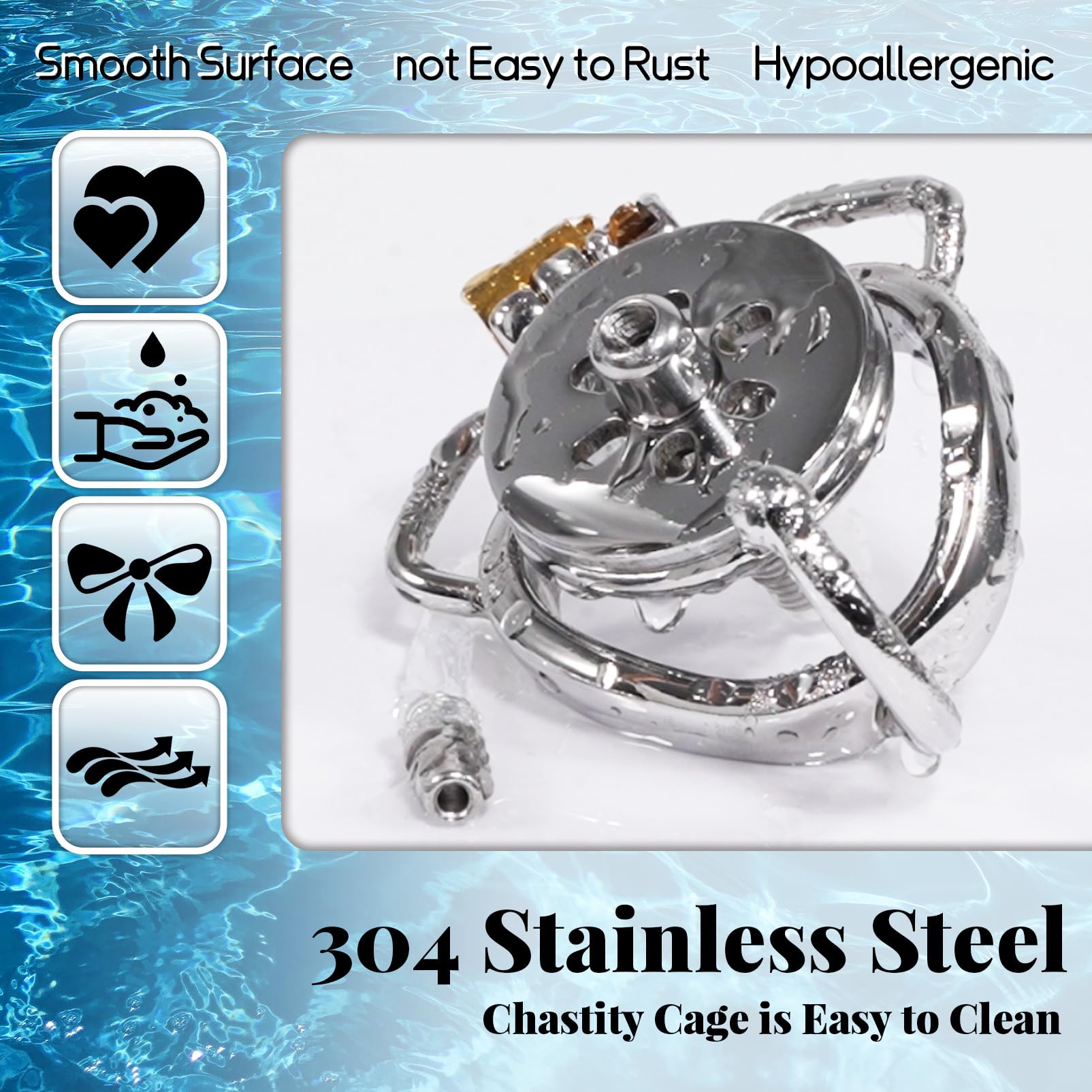 Metal Chastity Cage for Men with Dilator & Belt - Negative Flat Design, Portable Extreme SM Cock Bondage Sex Toy for Couples (50mm Arc Ring, 192+ Belt) - Perfect for BDSM Play, Couples Bondage & Role-Playing Scenes