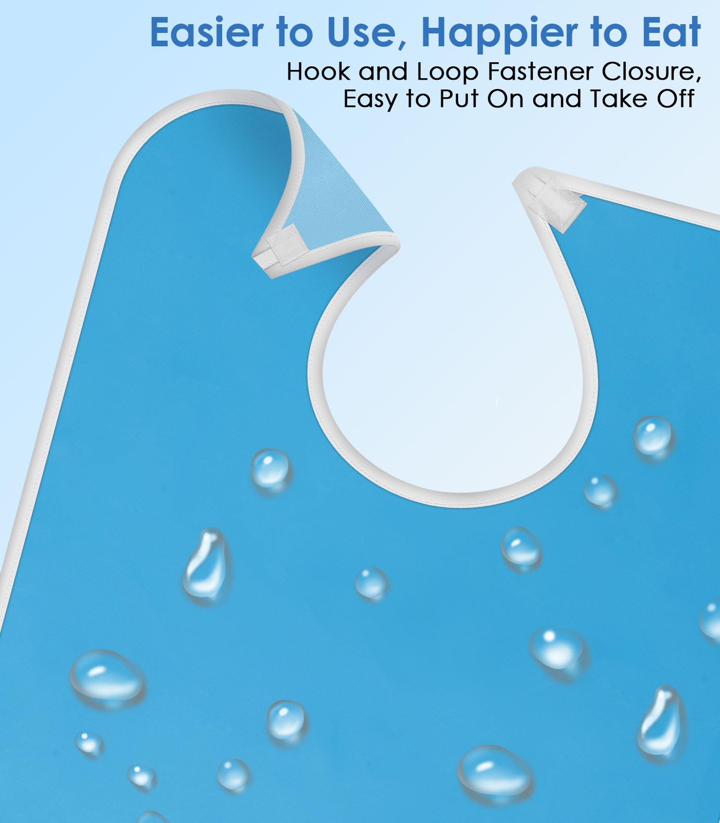 3 Pack Waterproof Adult Bibs for Elderly - Oilproof & Crumb Catcher Feeding Bibs for Men & Women - Reusable Washable Senior Dining Bibs - Perfect for Mealtime, Nursing Homes & Assisted Living (Blue)