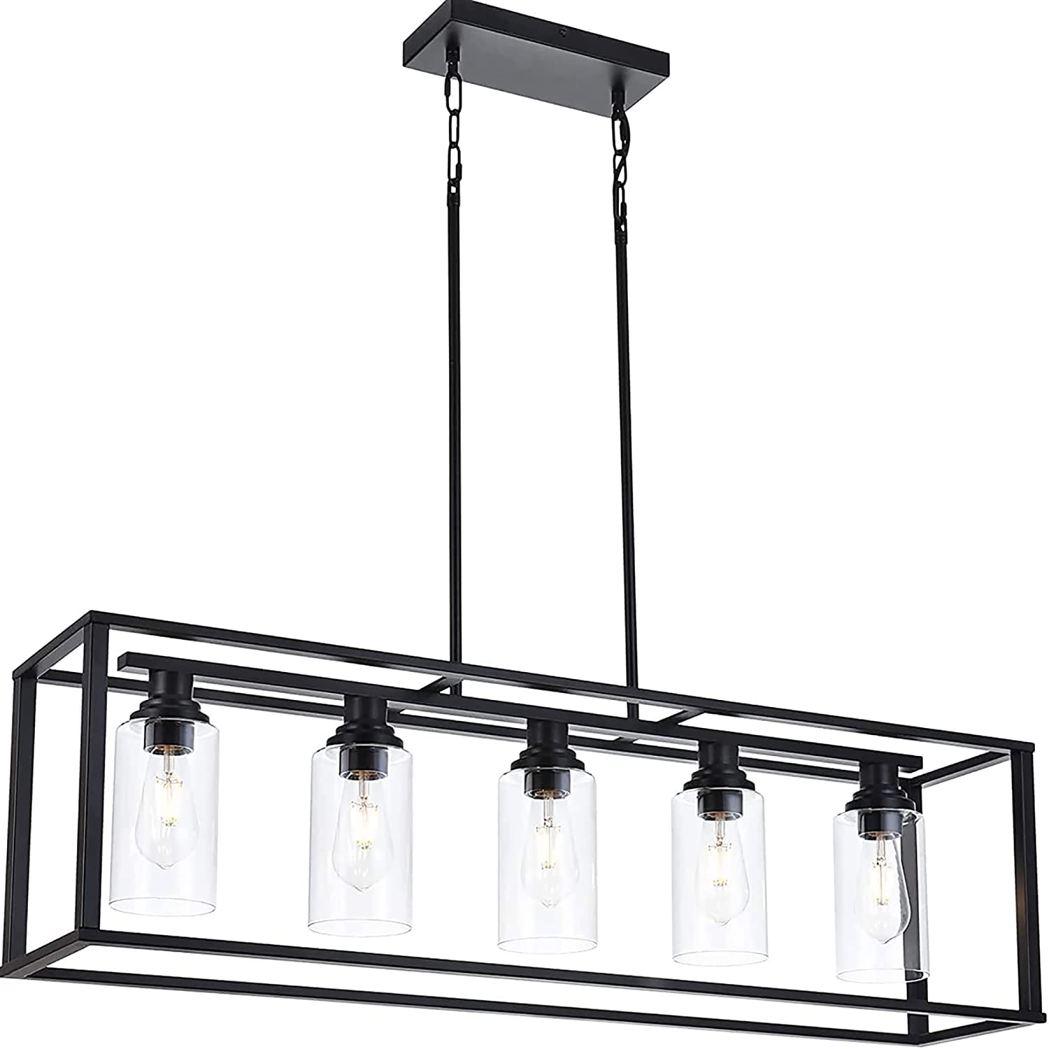 5-Light Black Linear Chandelier - 41