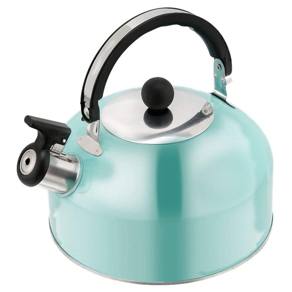 DOITOOL 3L Stainless Steel Whistling Tea Kettle - Flat Bottom, Polished Design for Gas, Electric & Induction Stovetops - Light Green - Perfect for Boiling Water, Brewing Tea & Coffee in Kitchens, Camping & Outdoor Use