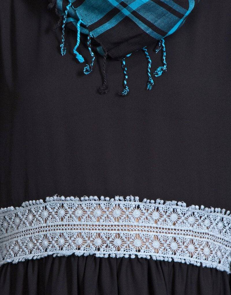 Elegant Black Classic Abaya with Chic Lace Waist and Sleeve Design - Perfect for Modest Fashion, Prayer Dresses, and Special Occasions