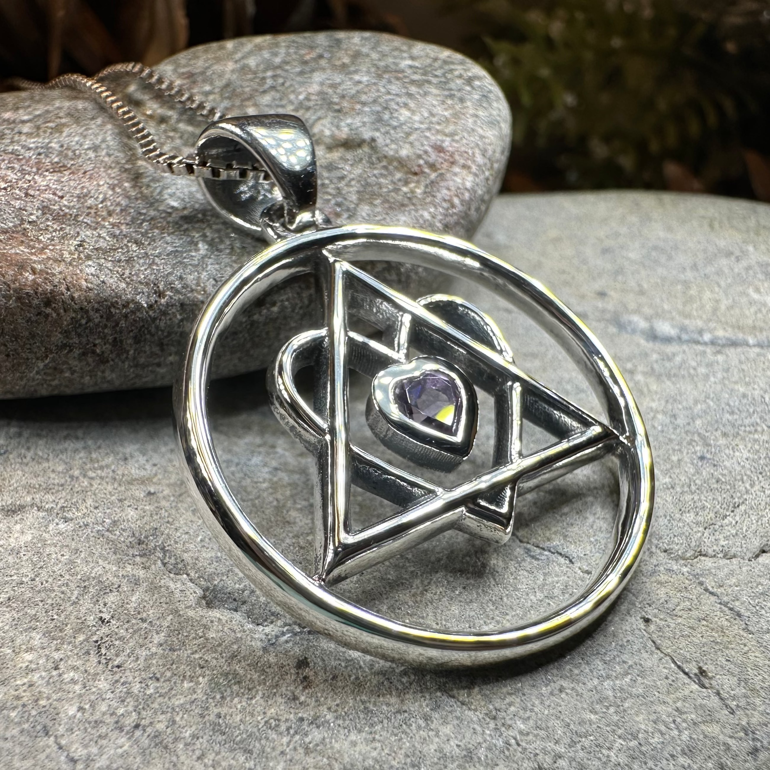AA Sobriety Necklace - Genuine Amethyst Heart Pendant for Recovery & Support | Spiritual Healing Jewelry for Women & Men | Perfect Sobriety Gift for 12-Step Programs