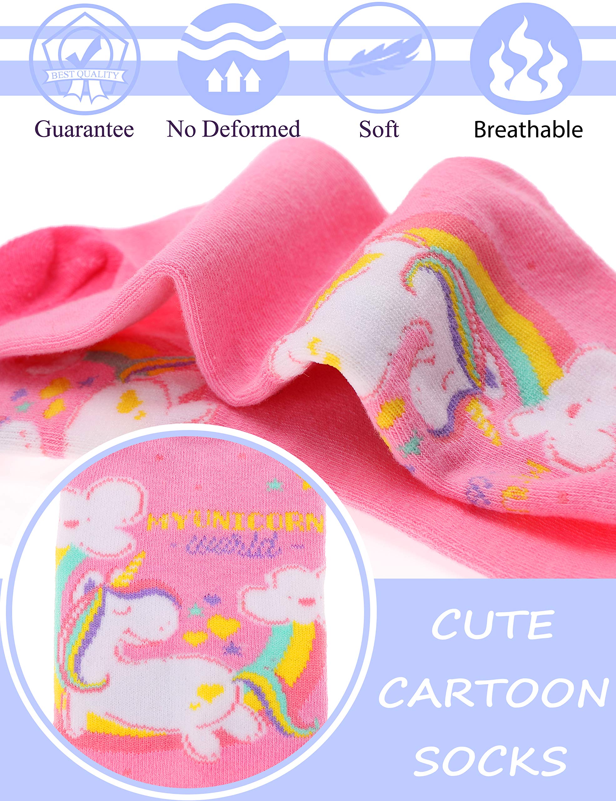 Anlisim Girls Socks 6 Pack - Cute Animal Pattern Cartoon Novelty Fashion Socks - Soft Cotton Crew Socks for Kids - Perfect for School, Playdates & Everyday Wear