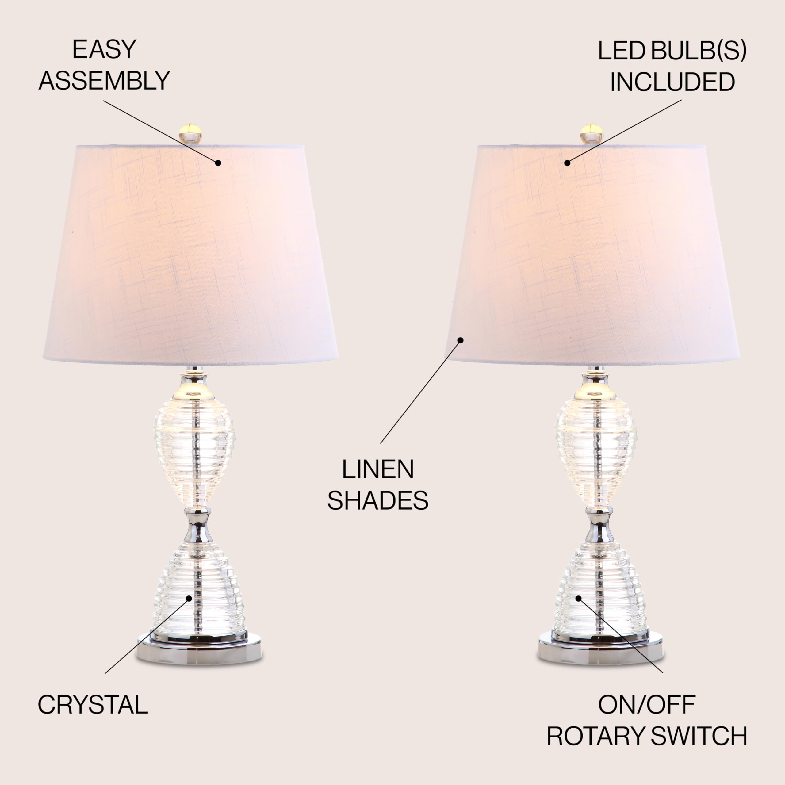 JONATHAN Y JYL2045A-SET2 Crystal LED Table Lamp Set of 2 - 24