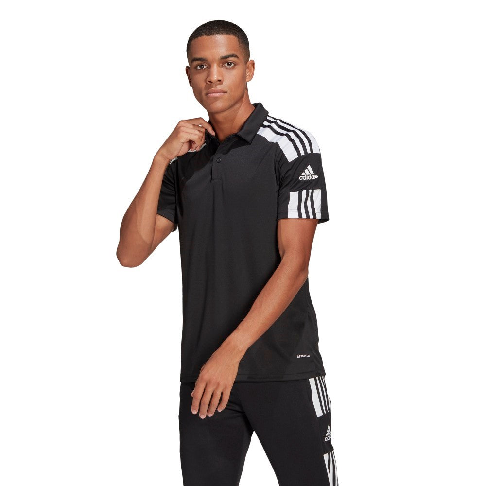 Adidas Adult Squadra 21 Polo Shirt for Men & Women - Breathable Performance Golf & Casual Wear (Black/White) - Perfect for Sports, Work & Everyday Outfits
