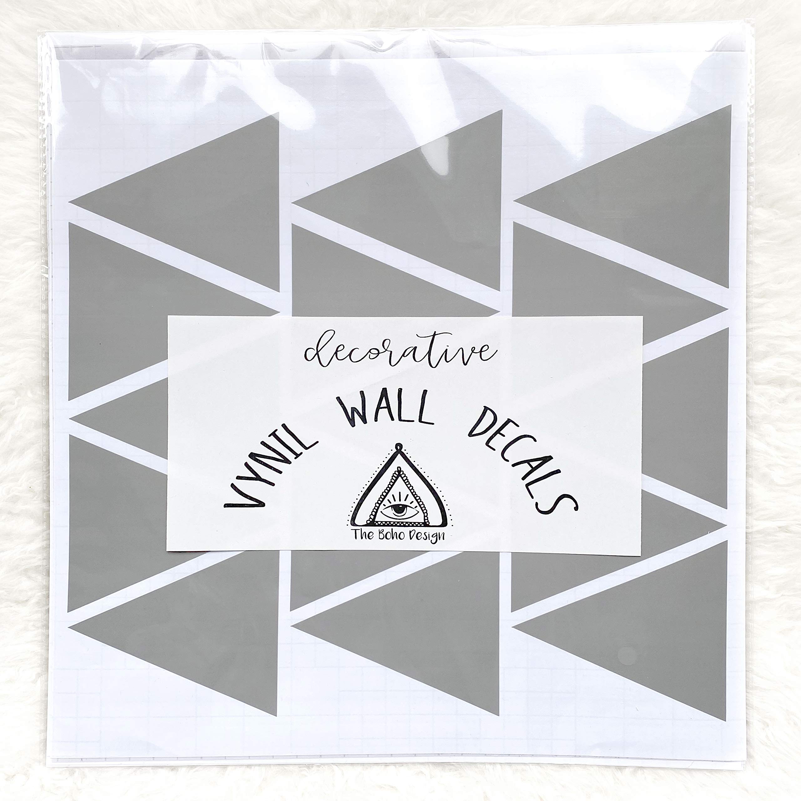 Tribal Triangles Peel and Stick Wall Decals - Grey Vinyl Wall Stickers for Kids Room, Nursery, Living Room Decor | Easy DIY Home Decoration for Bedroom, Playroom & Dorm