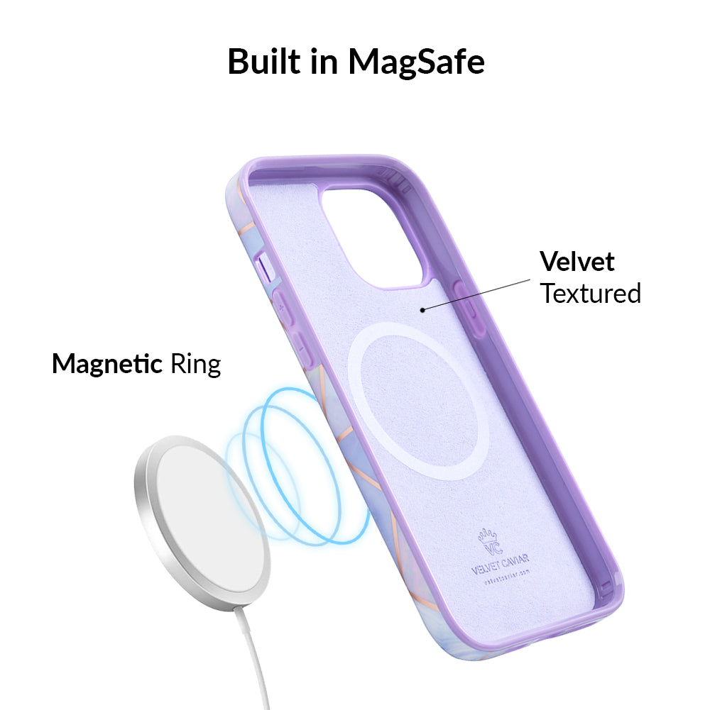 Stylish Purple Geometric Marble iPhone Case - Durable Protective Cover for iPhone 13/14/15 Pro Max - Trendy Aesthetic Phone Case for Women & Men - Perfect for Daily Use, Travel & Gift Giving