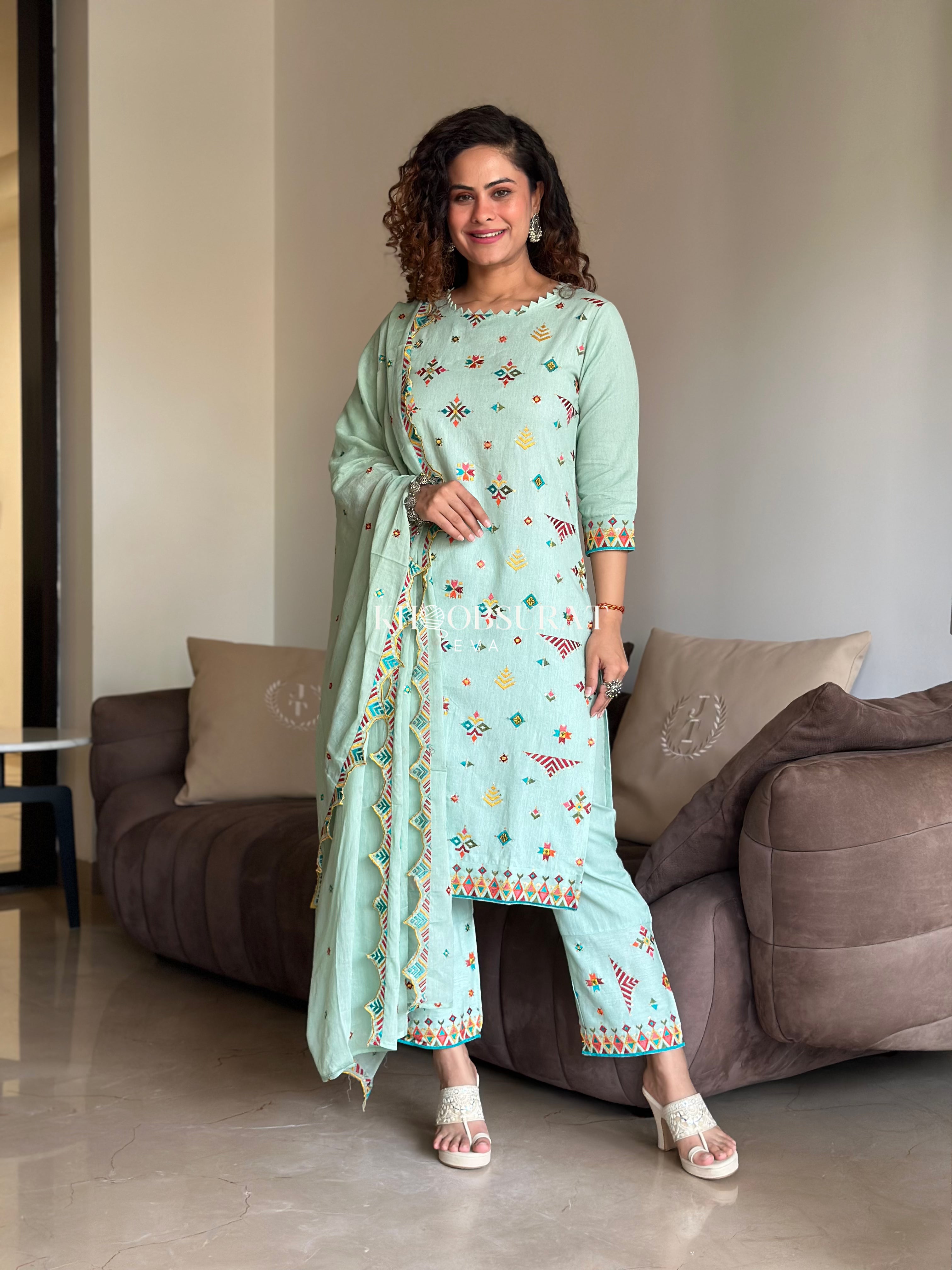 Elegant Sage Green Embroidered Women's Suit Set - Formal Office Wear & Special Occasion Outfit