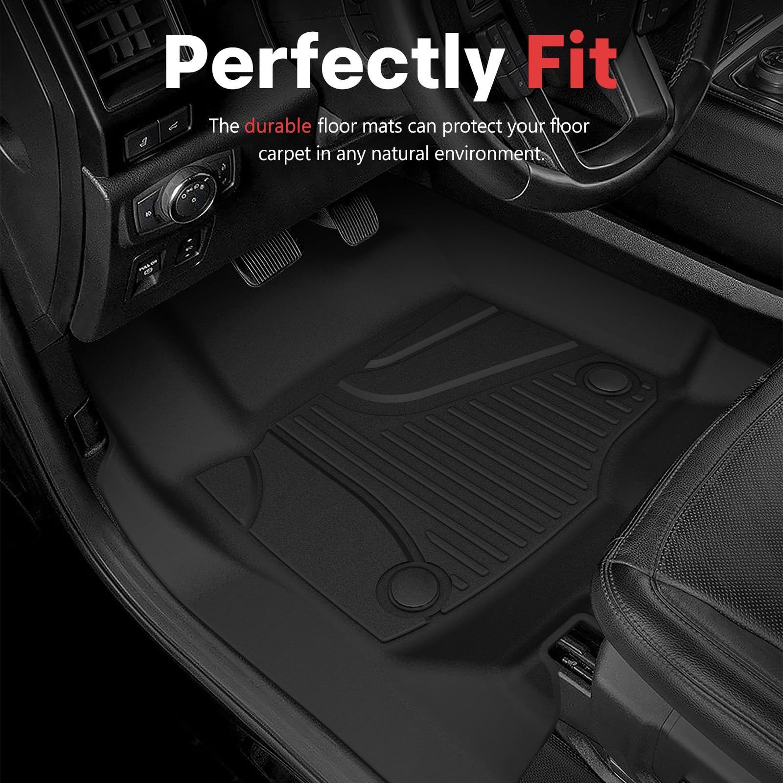All-Weather Floor Mats for 2018-2025 Ford Expedition/Expedition Max/Expedition Limited - Heavy Duty Protection for 1st, 2nd & 3rd Row with 2nd Row Bucket Seats (Black) | Perfect for Mud, Snow & Spills Protection