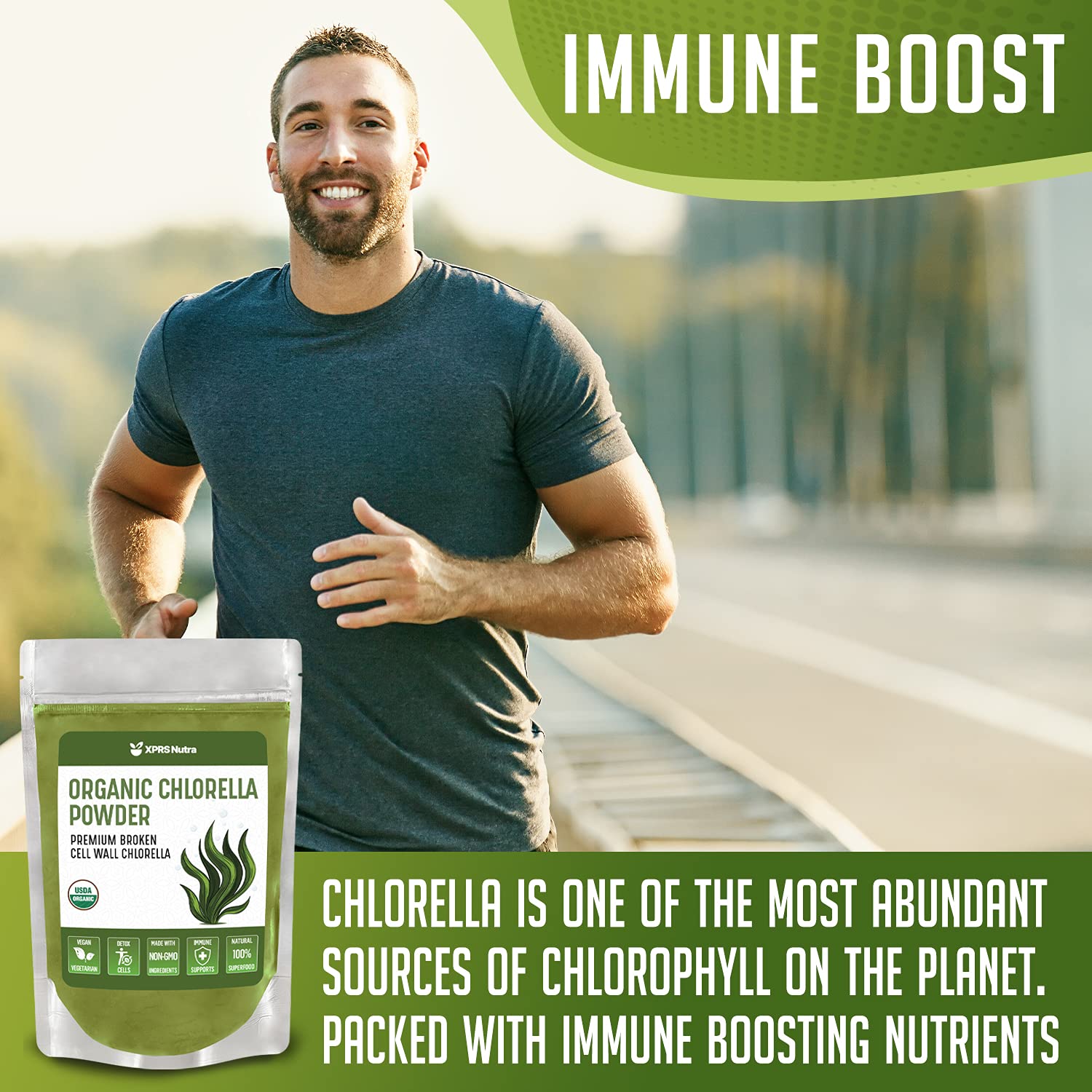 Organic Chlorella Powder with Broken Cell Wall - High in Chlorophyll & Protein - Vegan Superfood for Immunity Boost & Detox - Perfect for Smoothies, Juices & Wellness Shots (8oz)