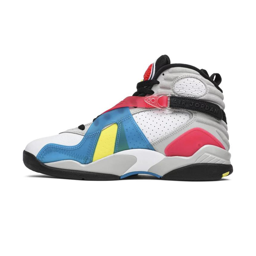 Air Jordan 8 SP Retro SE Sneakers - White, Multicolor, Black & Red Orbit Colorway | Basketball Shoes for Men | Perfect for Court Play & Streetwear Fashion