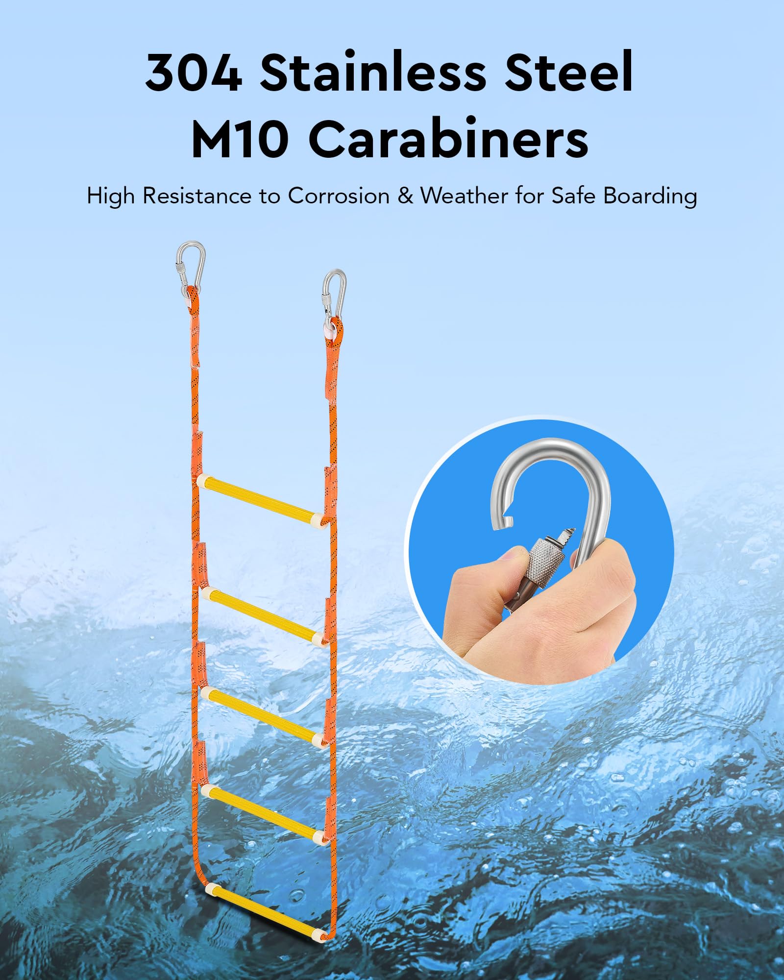CO-Z 5 Step Portable Marine Boat Rope Ladder - Heavy Duty Dock Ladder for Inflatable Boats, Fishing Boats, Kayaks, Pontoons & Motorboats | Perfect for Swimming, Boarding & Water Sports Accessories