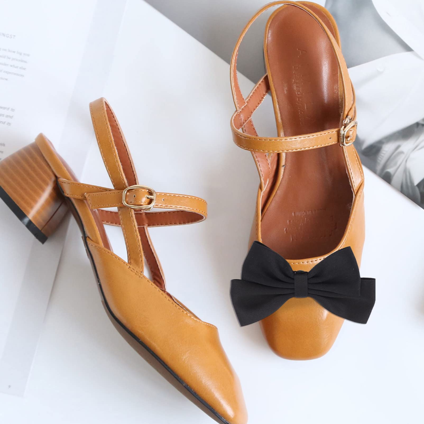 USHOBE DIY Bow Shoe Buckle - 1 Pair Removable Bowknot Shoe Clips, Decorative Shoe Charms & Fashion Accessories for Wedding, Prom, Party Shoes | Perfect for Bridal, Evening Wear & Special Occasions