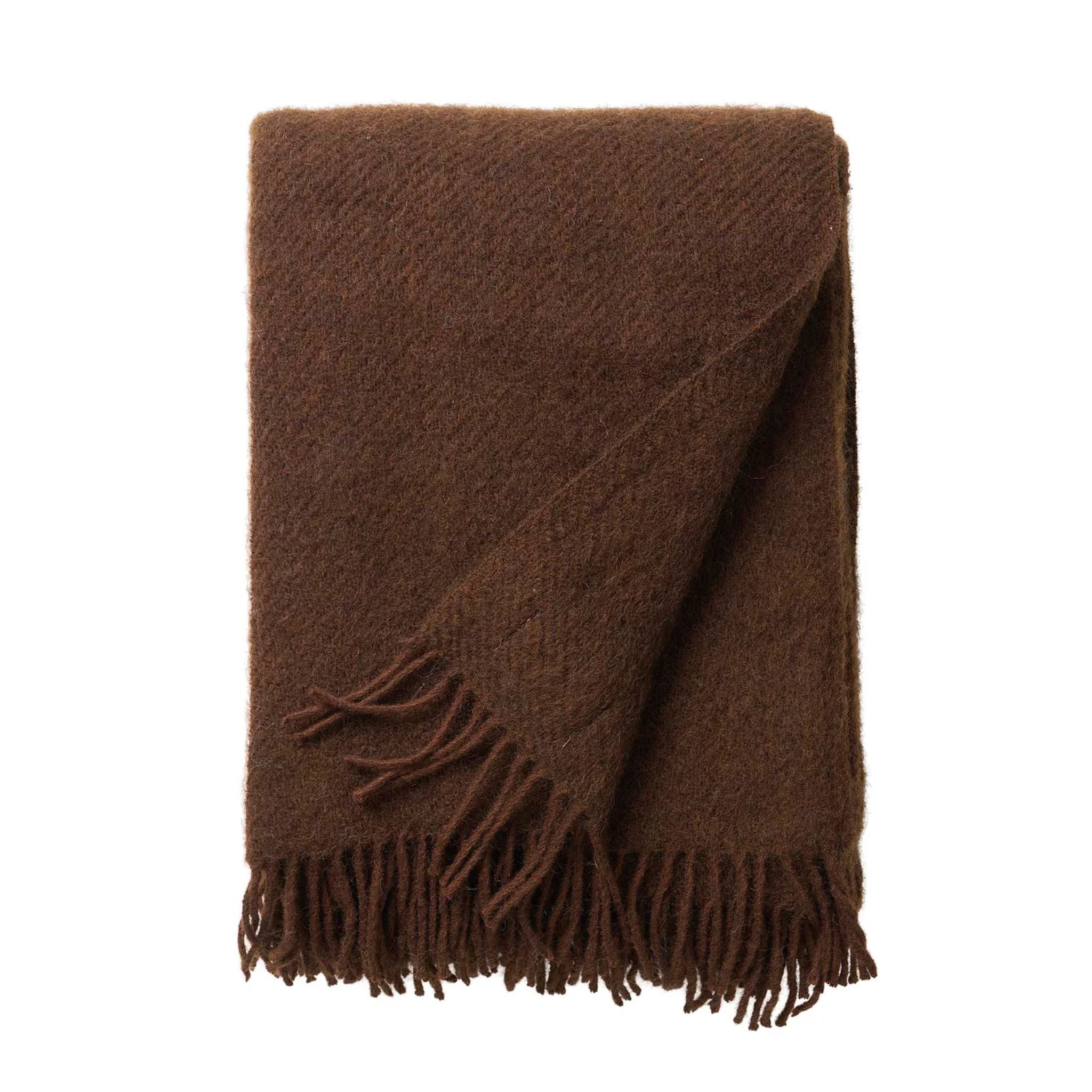 Premium Klippan Gotland Wool Throw Blanket - Soft & Warm Walnut Brown - Cozy Home Decor for Sofa, Bed & Winter Nights