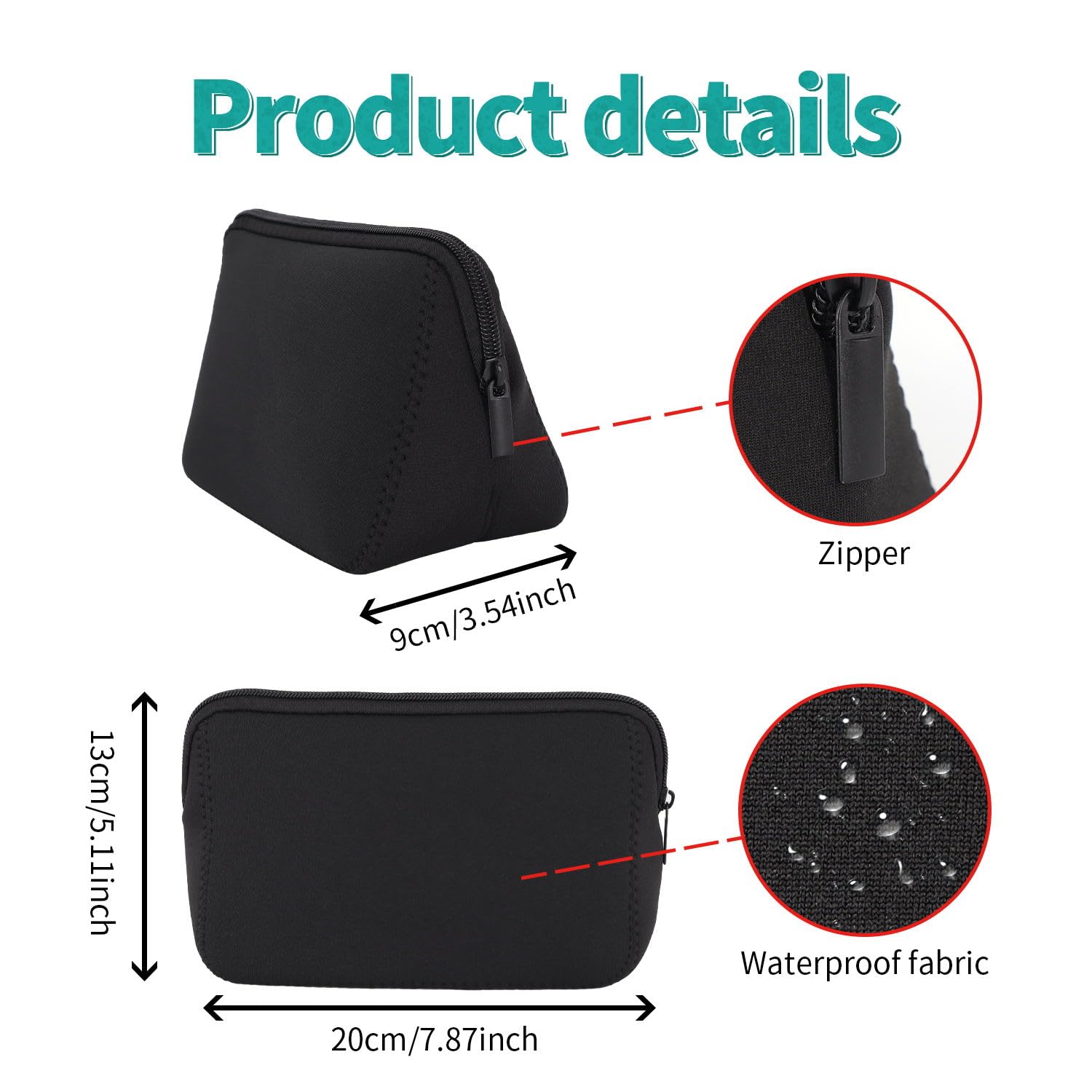 Waterproof Neoprene Cosmetic Bag with Zipper - Travel Toiletry Organizer for Women & Girls - Perfect for Makeup Storage, Gym Essentials & Weekend Getaways