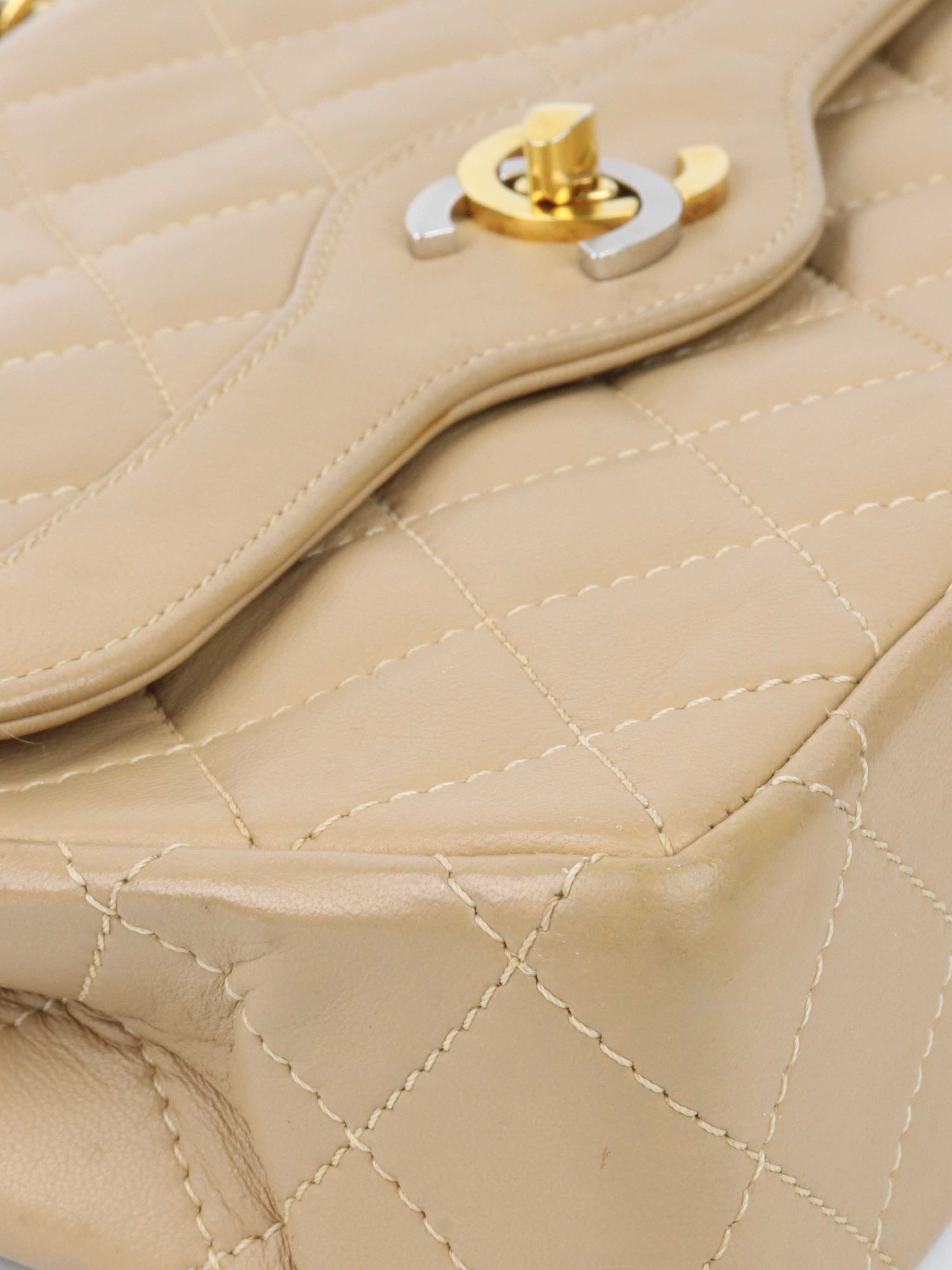 Vintage Chanel Two-Tone Beige Flap Bag - Classic Luxury Handbag for Women | Perfect for Evening Events, Date Nights & Special Occasions