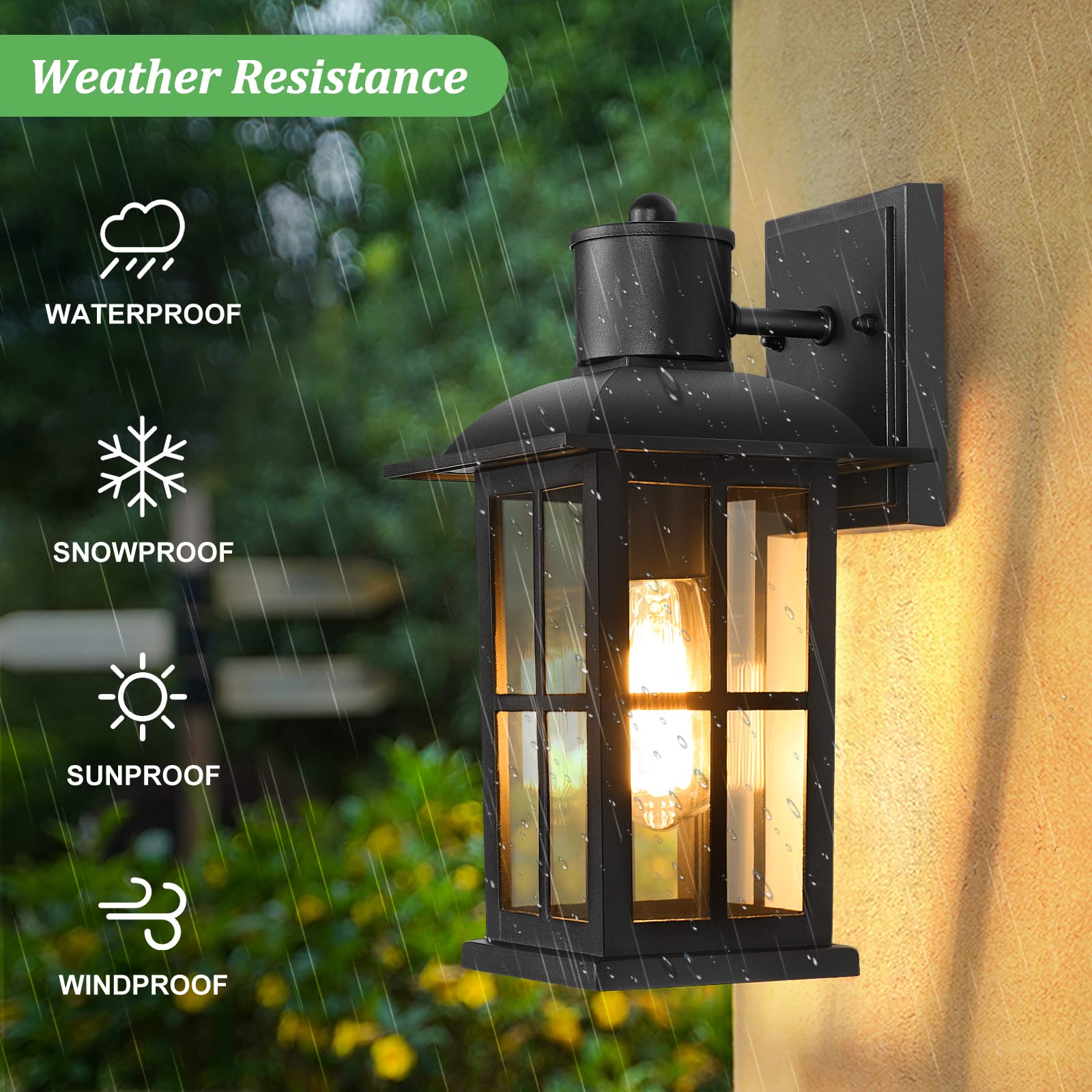 13in Outdoor Wall Lights - Anti-Rust 100% Aluminum Exterior Light Fixtures, Matte Black Wall Lanterns for Porch, Entryway & Garage - Durable Weatherproof Sconce Lighting for Home Exterior & Garden