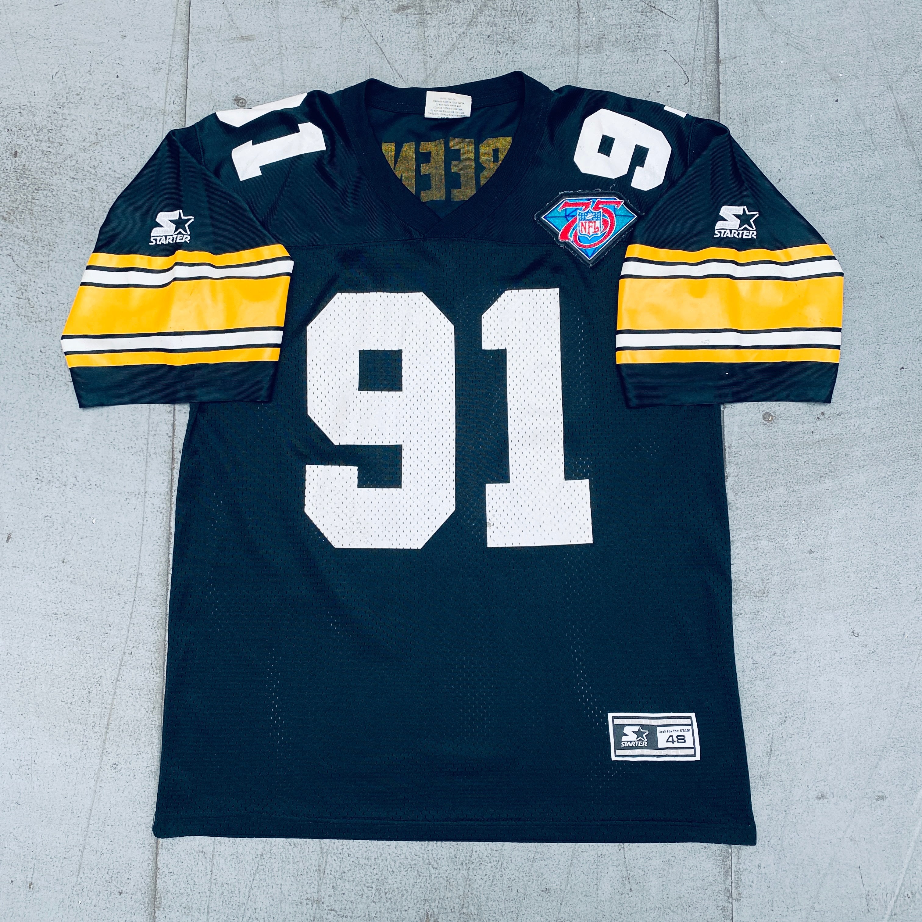 Kevin Greene Pittsburgh Steelers 75th Anniversary Patch Jersey 1994-1995 Large Size - Vintage NFL Football Fan Gift & Game Day Collectible