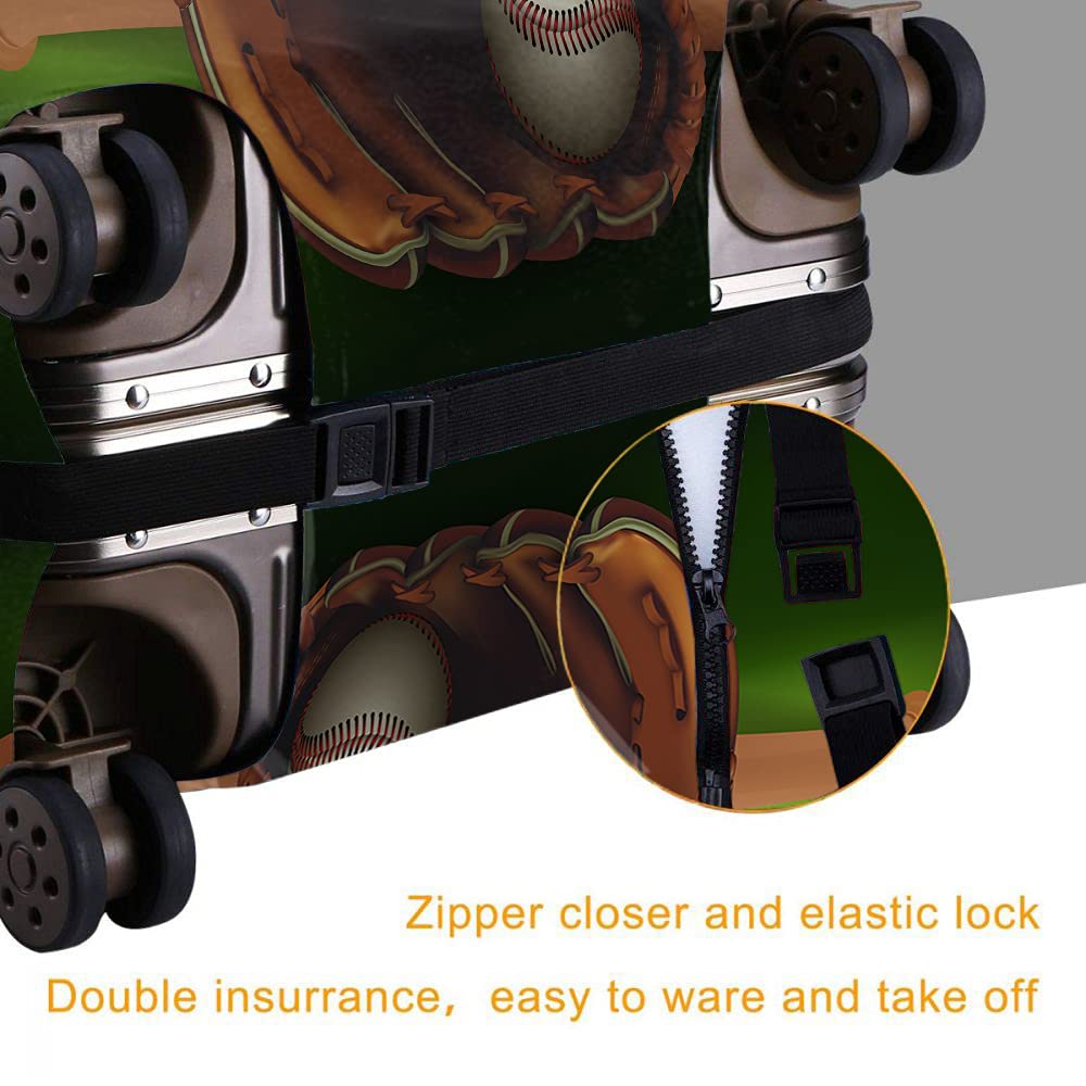 WONDERTIFY Baseball Luggage Cover - Washable Suitcase Protector for 22-24 Inch Bags with Glove, Ball & Bat Design | Anti-Scratch Travel Accessory for Baseball Games, Stadium Trips & Night Events