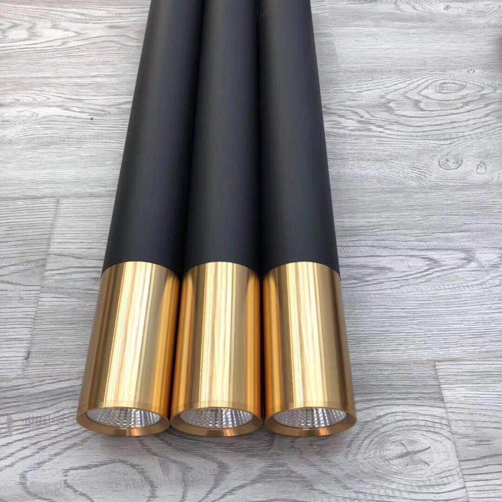 3 Pack 7W Modern LED Pendant Light Fixture - Black Cylinder Long Tube Hanging Ceiling Lamp, 6000K Daylight - Perfect for Kitchen Island, Dining Room, Living Room, Counter & Shop Decor Lighting
