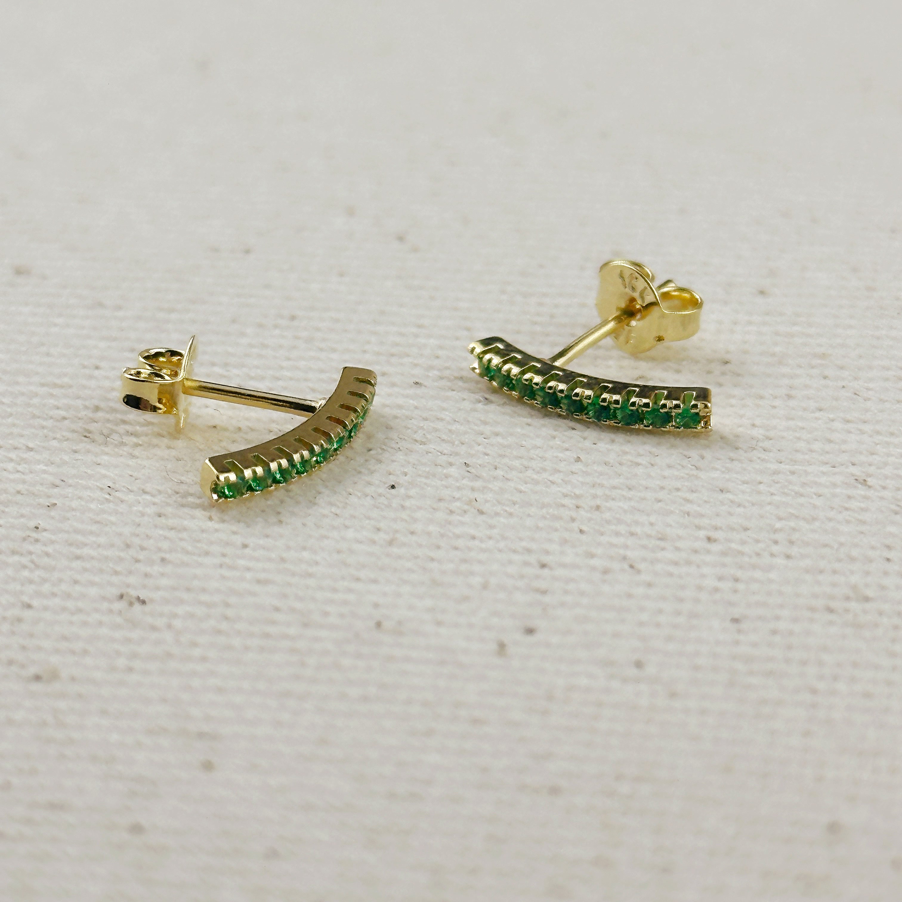 18K Gold Filled CZ Thin Line Stud Earrings - Dainty Cubic Zirconia Minimalist Studs for Women - Perfect for Everyday Wear, Work & Special Occasions