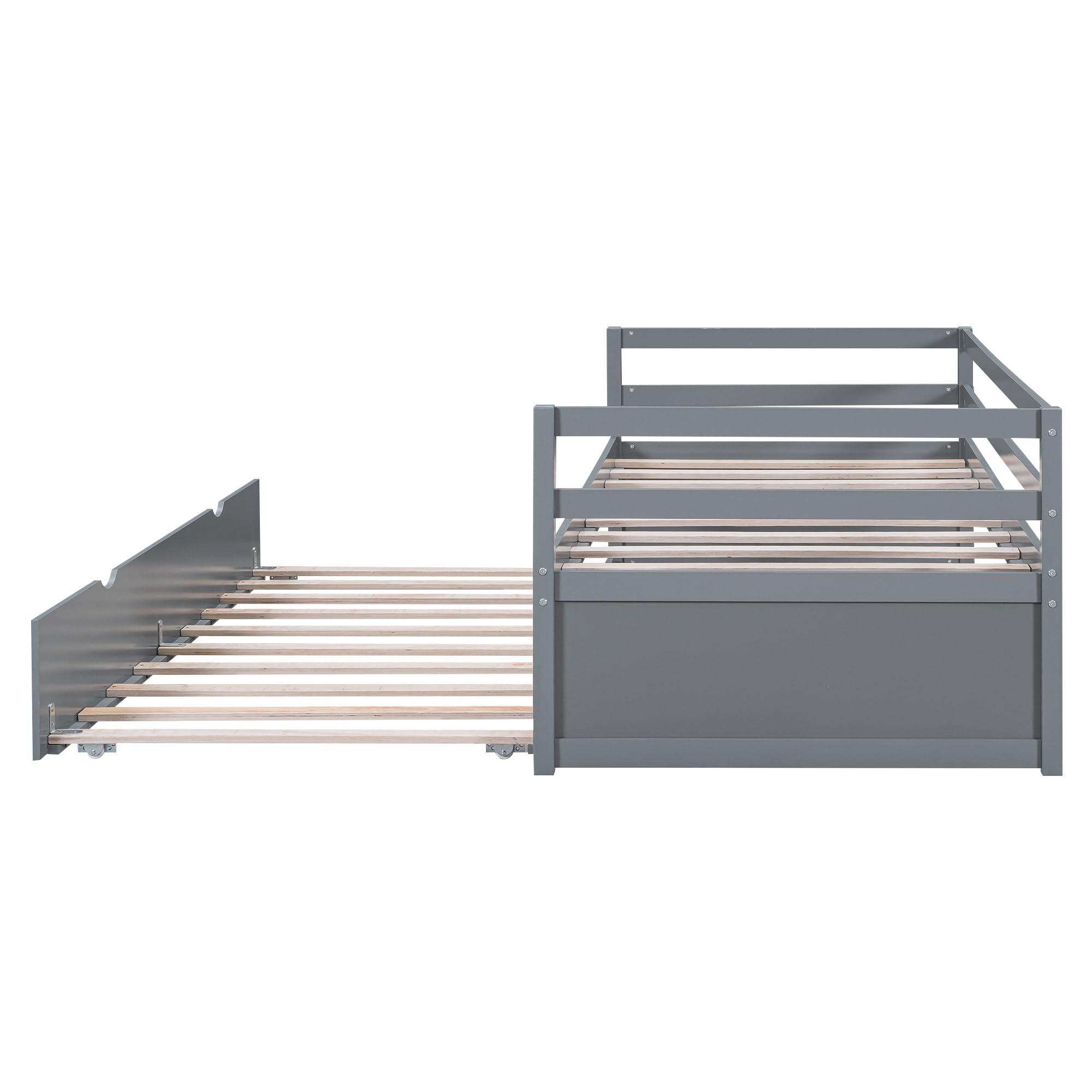 Merax Twin Size Daybed with Trundle - Solid Wood Captain's Bed Frame, Convertible Sofa Bed for Guest Room & Small Spaces (Grey) | Perfect for Home Office, Dorm Room & Studio Apartments