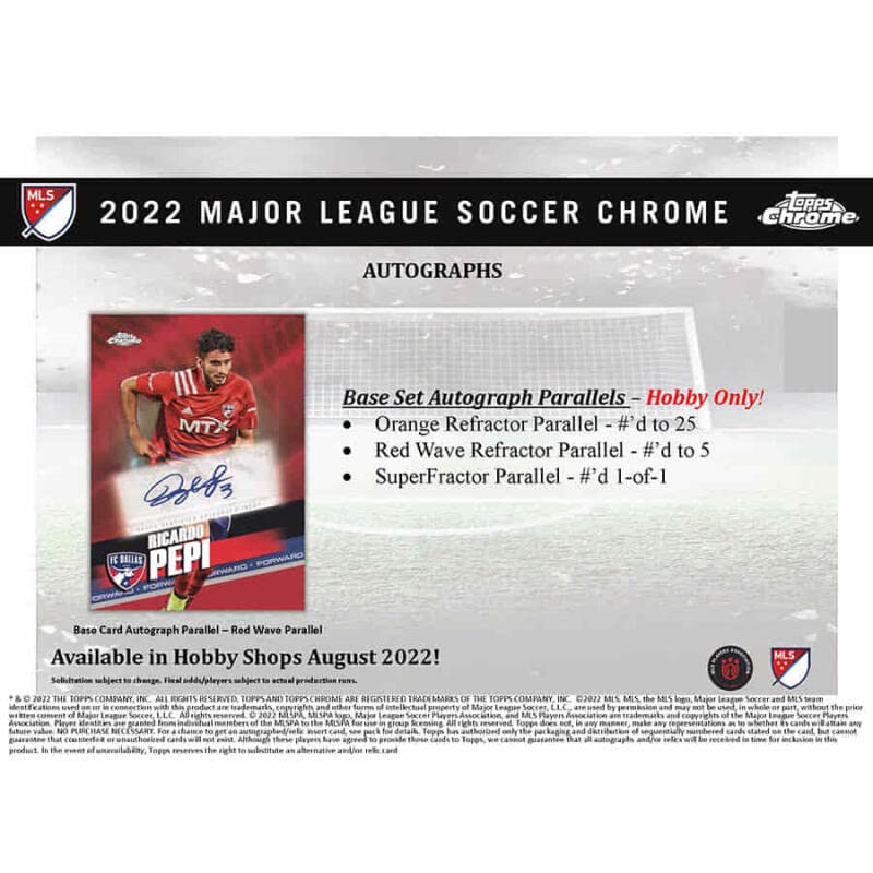 2022 Topps MLS Chrome Hobby Box - 18 Packs (4 Cards Each) with 1 Guaranteed Autograph - Collectible Soccer Trading Cards for Fans & Investors - Perfect for Card Collecting, Gifts, and Sports Memorabilia Displays