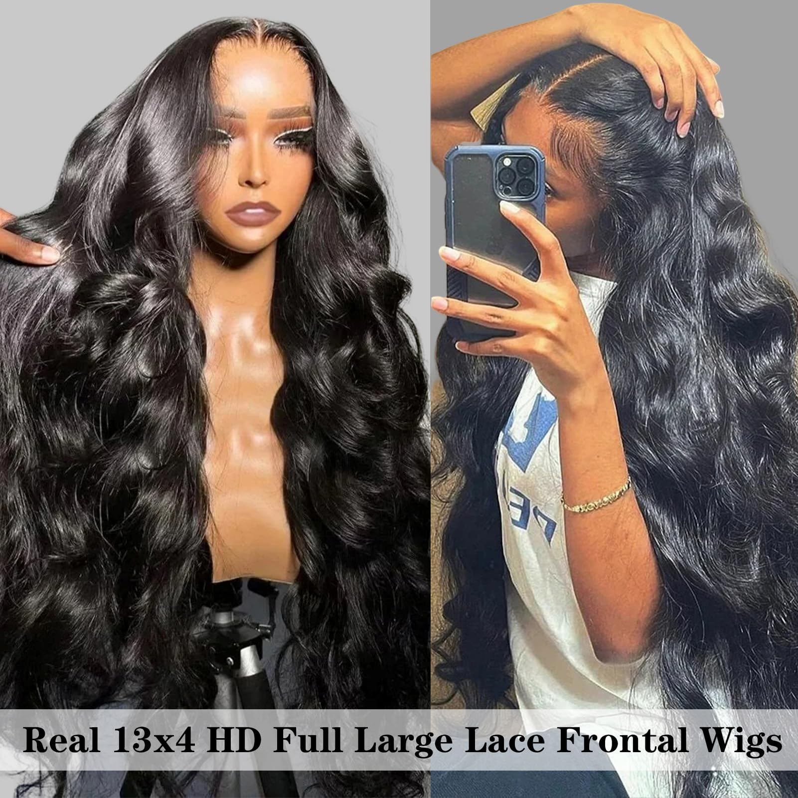 250% Density 13x4 HD Transparent Lace Front Wigs - Body Wave Human Hair Wigs for Black Women | Glueless, Pre-Plucked with Baby Hair (18 Inch) | Perfect for Daily Wear, Parties & Special Occasions