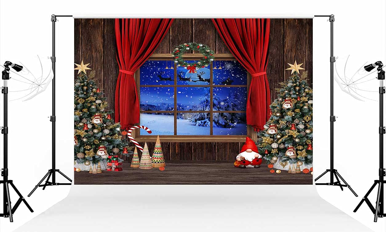 10x10ft Red Christmas Curtains Backdrop - Microfiber Photography Background for Holiday Parties, Tree Decor & Studio Props | Perfect for Xmas Photo Shoots, Window Displays & Festive Celebrations