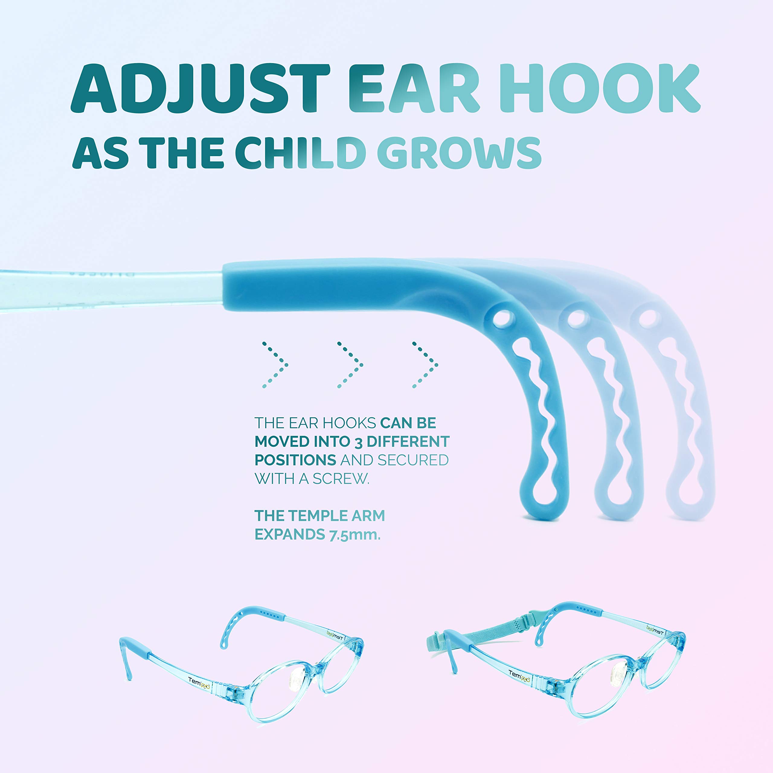Adjustable Kids Glasses - Prescription Eyeglasses for Children with Flexible Temples & Nose Pads - Trendy & Durable Frames for School, Reading & Outdoor Activities (Model 2002)