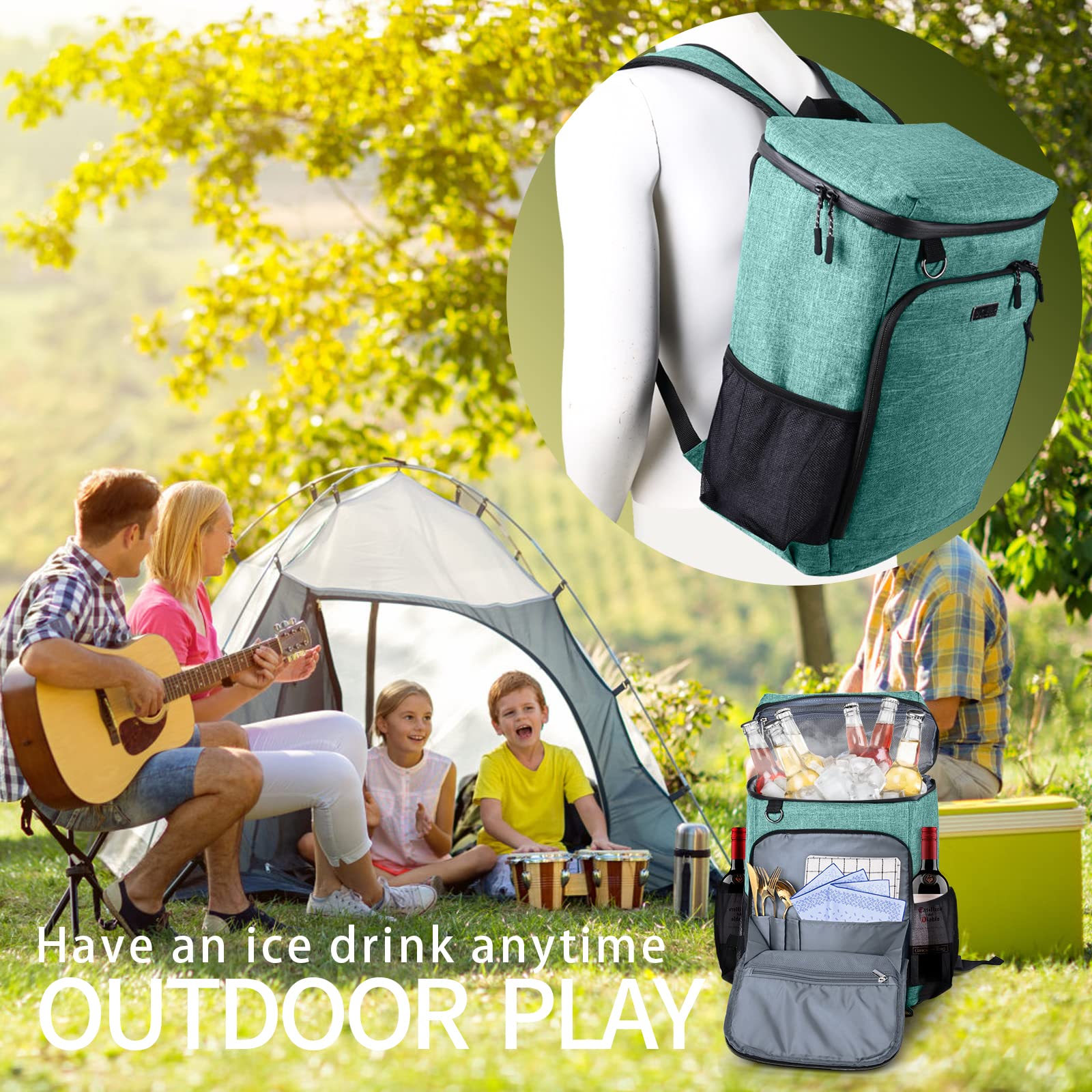Insulated Cooler Backpack 25L - Leakproof for Camping & Picnics