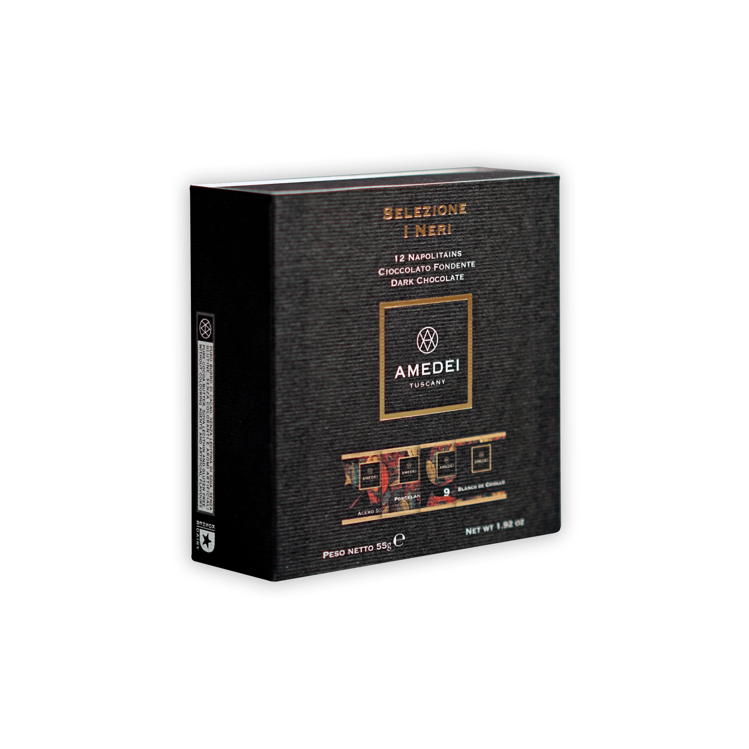 Amedei Napolitains I Neri 70% Dark Chocolate Bars - Premium Italian Gourmet Chocolate (12 Pieces) - Perfect for Gifts, Desserts & Gourmet Snacking