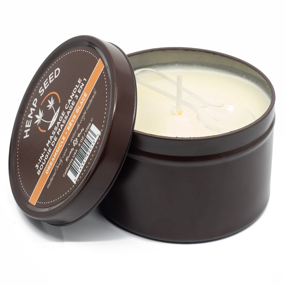 Earthly Body Hemp Seed 3-in-1 Massage Candle - Dreamsicle Scented Relaxing Aromatherapy Candle for Couples Massage, Spa & Romantic Nights