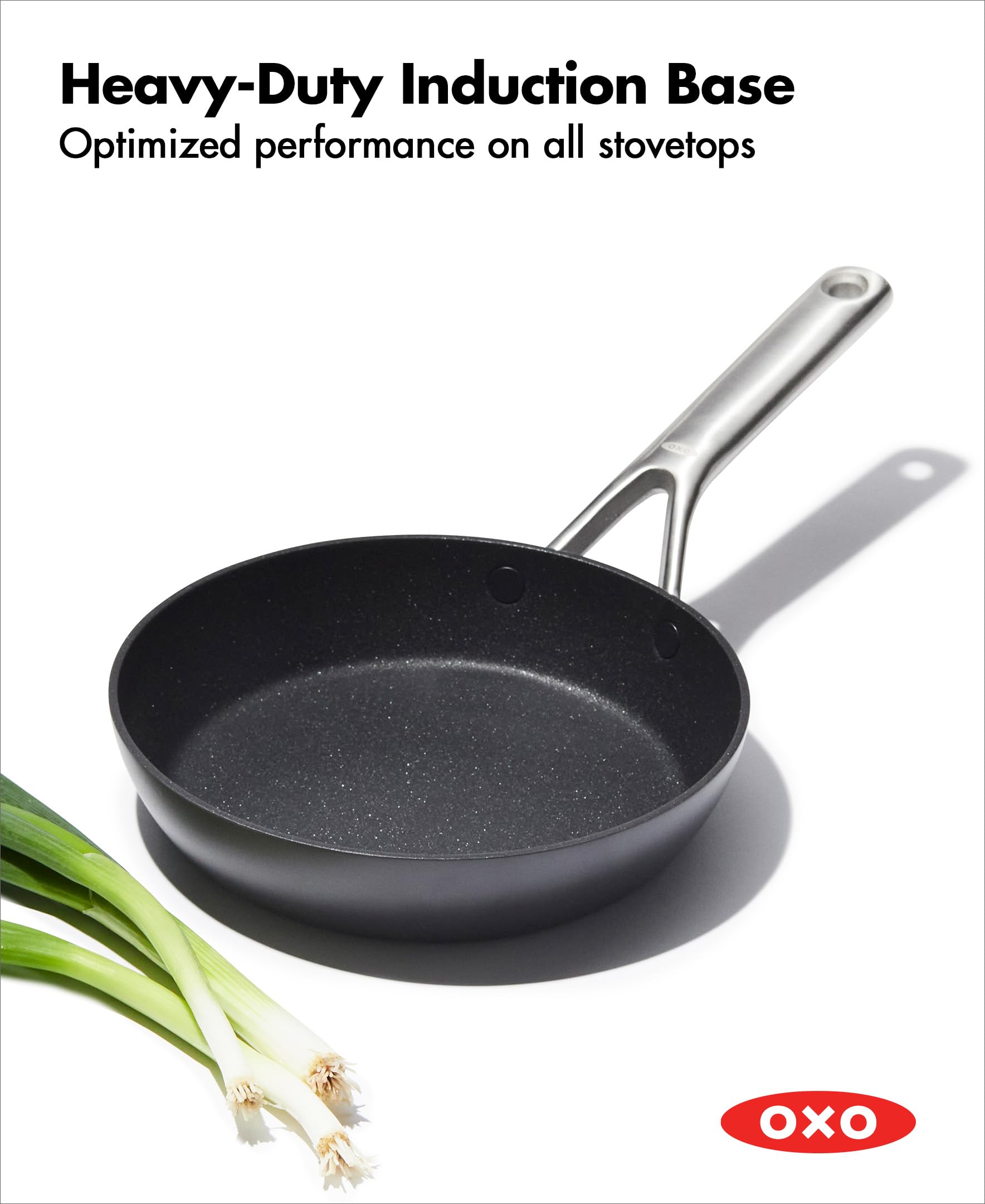 OXO Professional 8-Inch Nonstick Frying Pan Skillet - Hard Anodized Ceramic Cookware, PFAS-Free, Induction Compatible, Diamond Reinforced Coating, Stainless Steel Handle, Dishwasher & Oven Safe (Black) - Perfect for Sautéing, Frying Eggs & Pancakes in Modern Kitchens