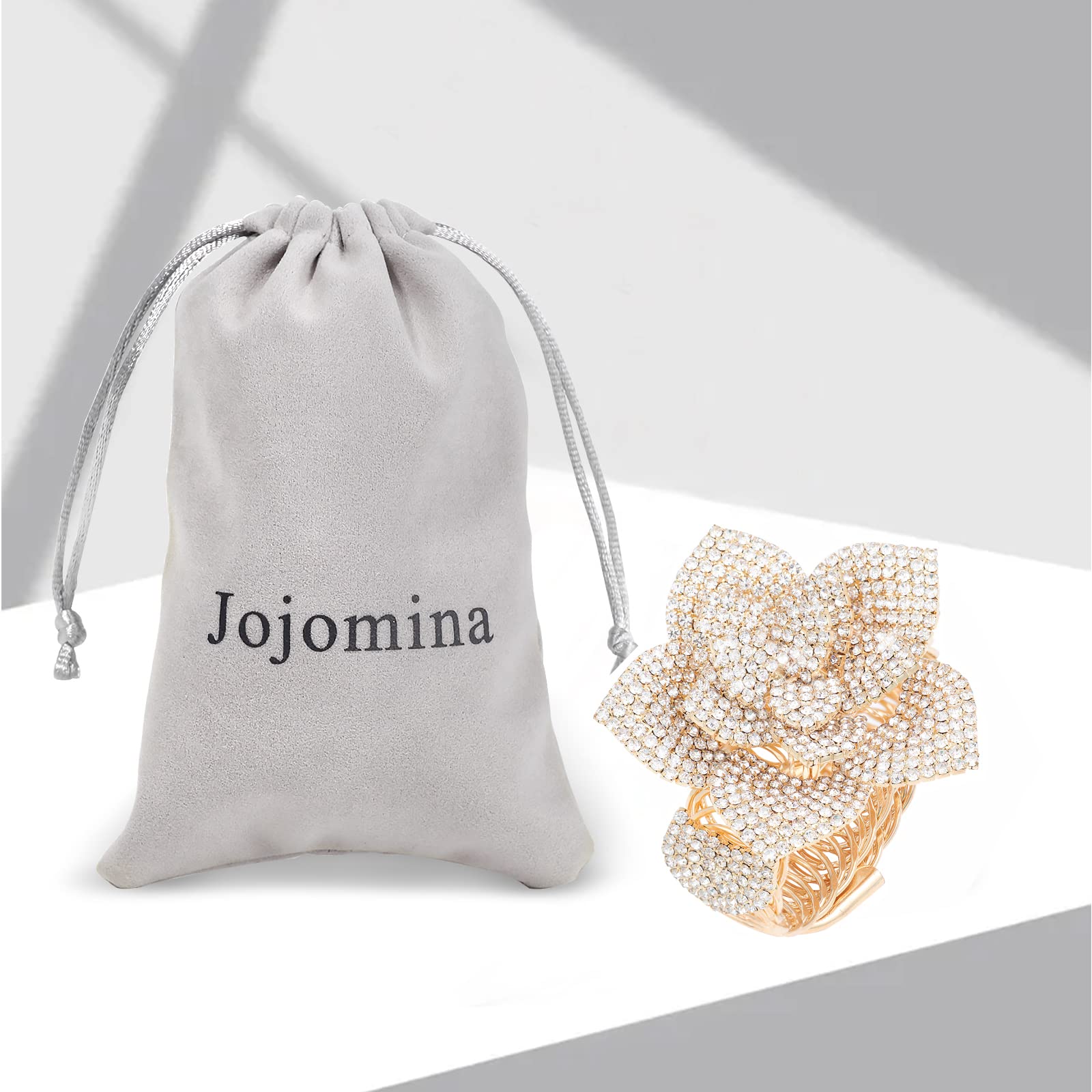 Jojomina Silver Crystal Rhinestone Bracelet for Women & Girls - Elegant Flower Arm Cuff Jewelry for Prom, Party, Wedding & Dating | Perfect Gift for Special Occasions