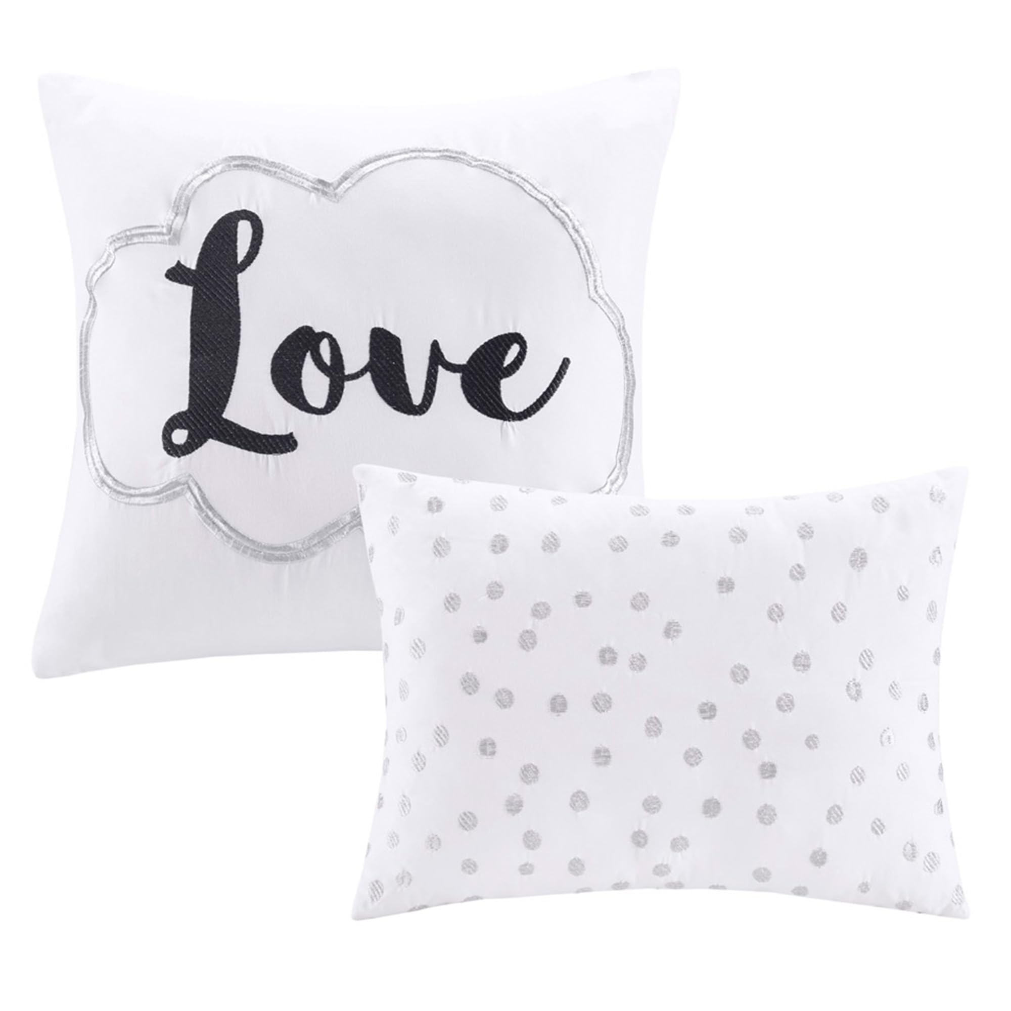 Intelligent Design Raina Twin/Twin XL Comforter Set - Soft Microfiber Geometric Bedding with Metallic Accents, 4-Piece College Dorm Essentials (Comforter, Sham & 2 Decorative Pillows) in White | Perfect for Teen Rooms, Guest Bedrooms & Modern Apartments