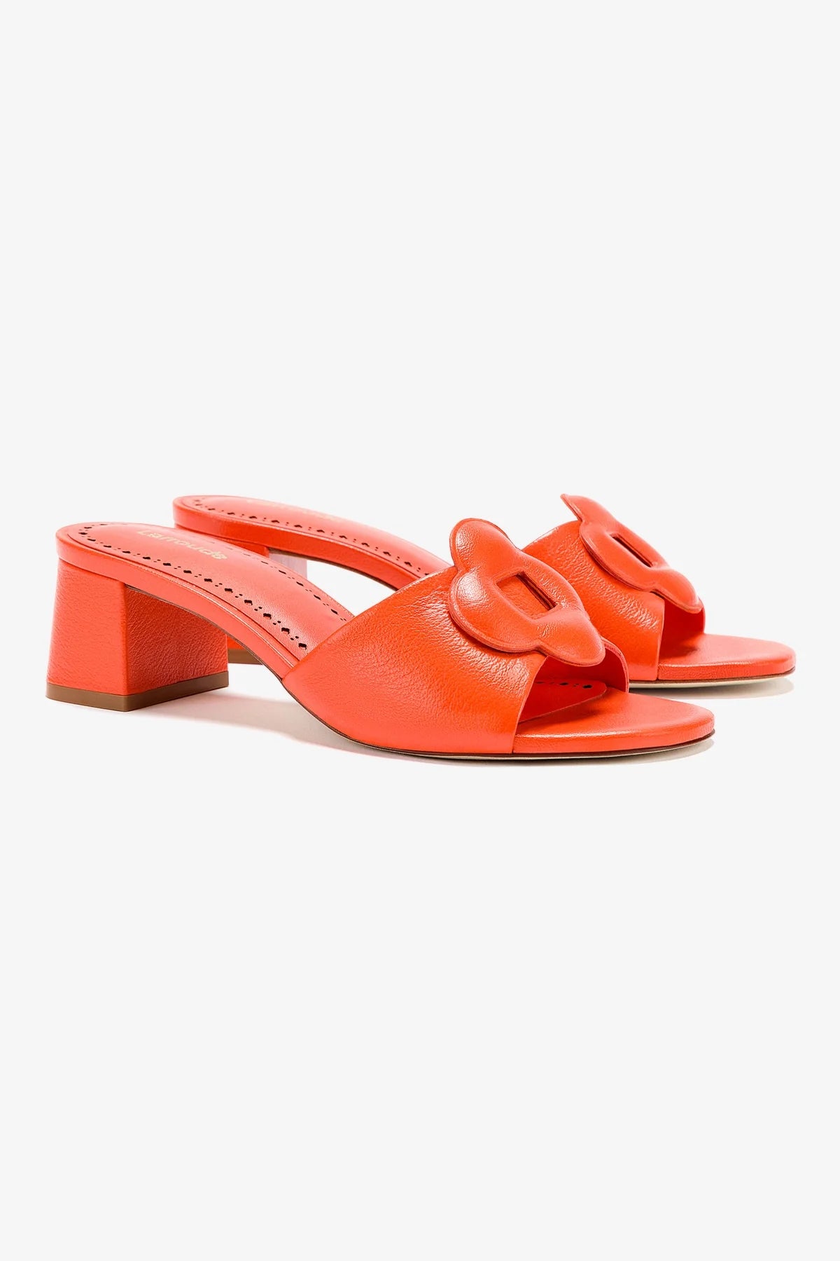 Orange Leather Flora Mule Shoes - Comfortable & Stylish Women's Slip-On Loafers for Casual Wear, Office & Outdoor Activities