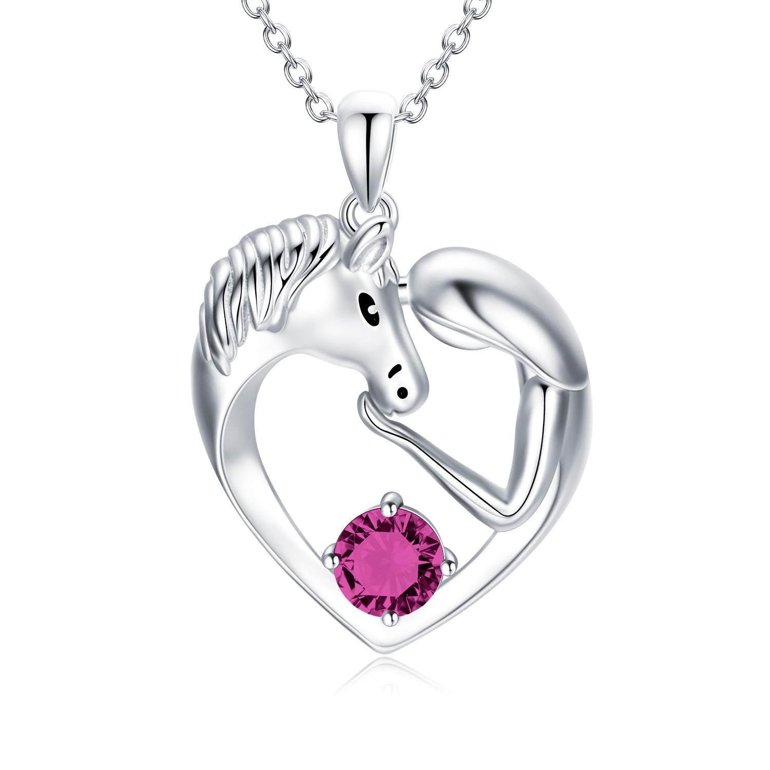 Sterling Silver Horse Necklace with Birthstone - Perfect Gift for Women | Equestrian Jewelry for Her
