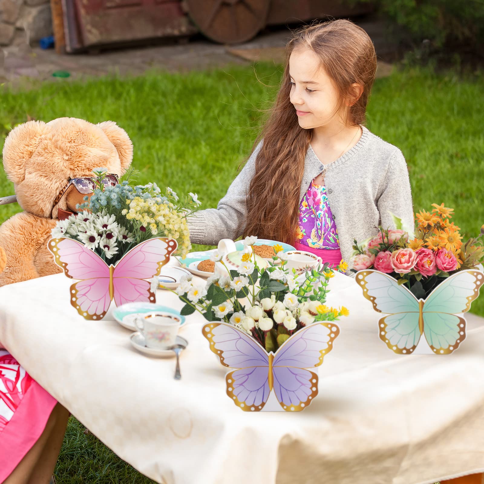 Fuutreo 6 Pcs Butterfly Centerpieces for Baby Shower, Birthday Party, Tea Party, Wedding Décor – Elegant Butterfly Table Decorations & Themed Party Supplies – Perfect for Baby Showers, Bridal Showers, and Spring Celebrations