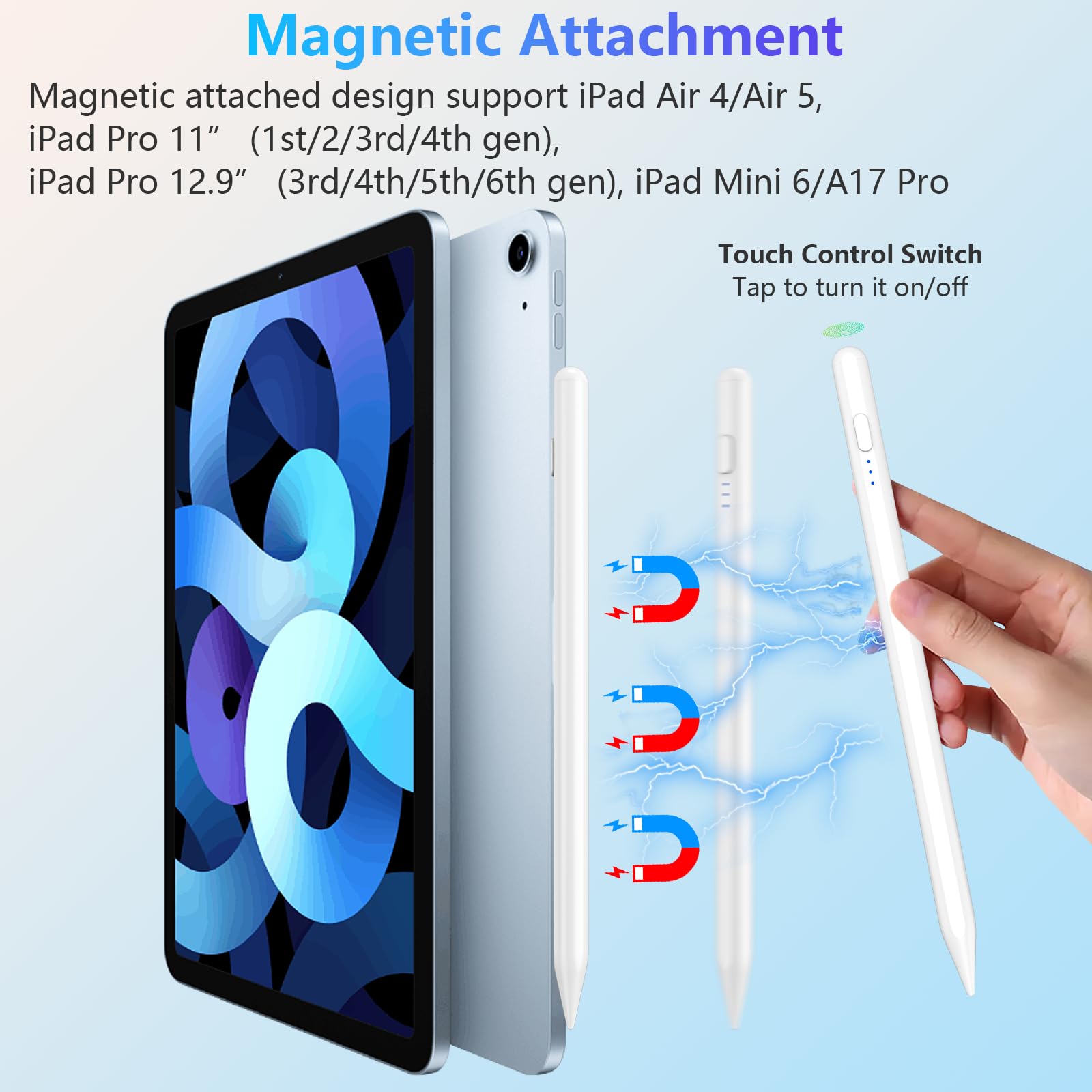 Fast Charging Stylus Pen for iPad 2018-2025 - 15 Min Quick Charge Apple Pencil Alternative with Protective Case - Compatible with iPad Pro M4, iPad Air M3/M2, iPad Mini 6 & All iPad Models - Perfect for Drawing, Note Taking & Digital Art (White)